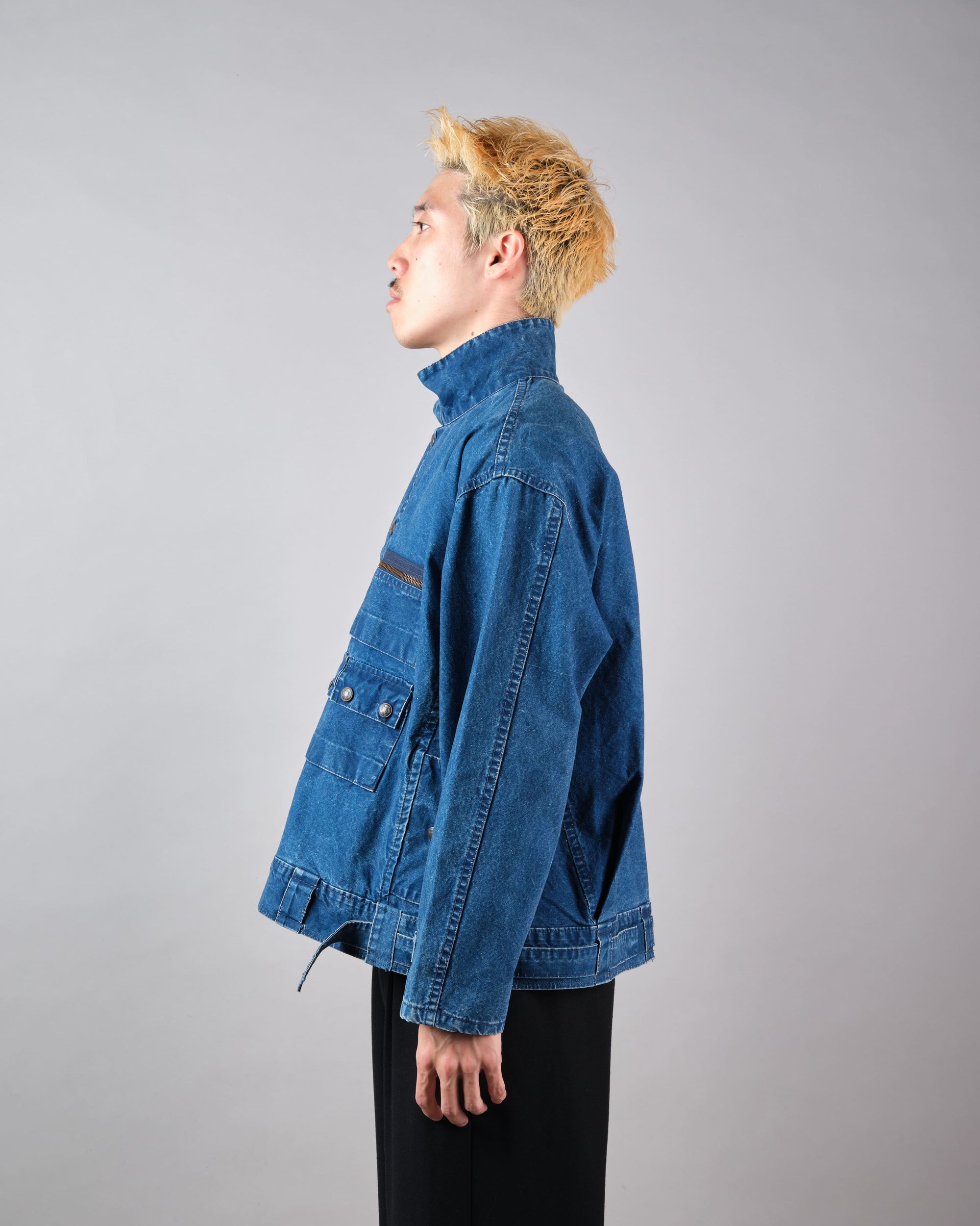 ［~70’s］French Vintage Deformed Design Indigo Blue Cotton Jacket