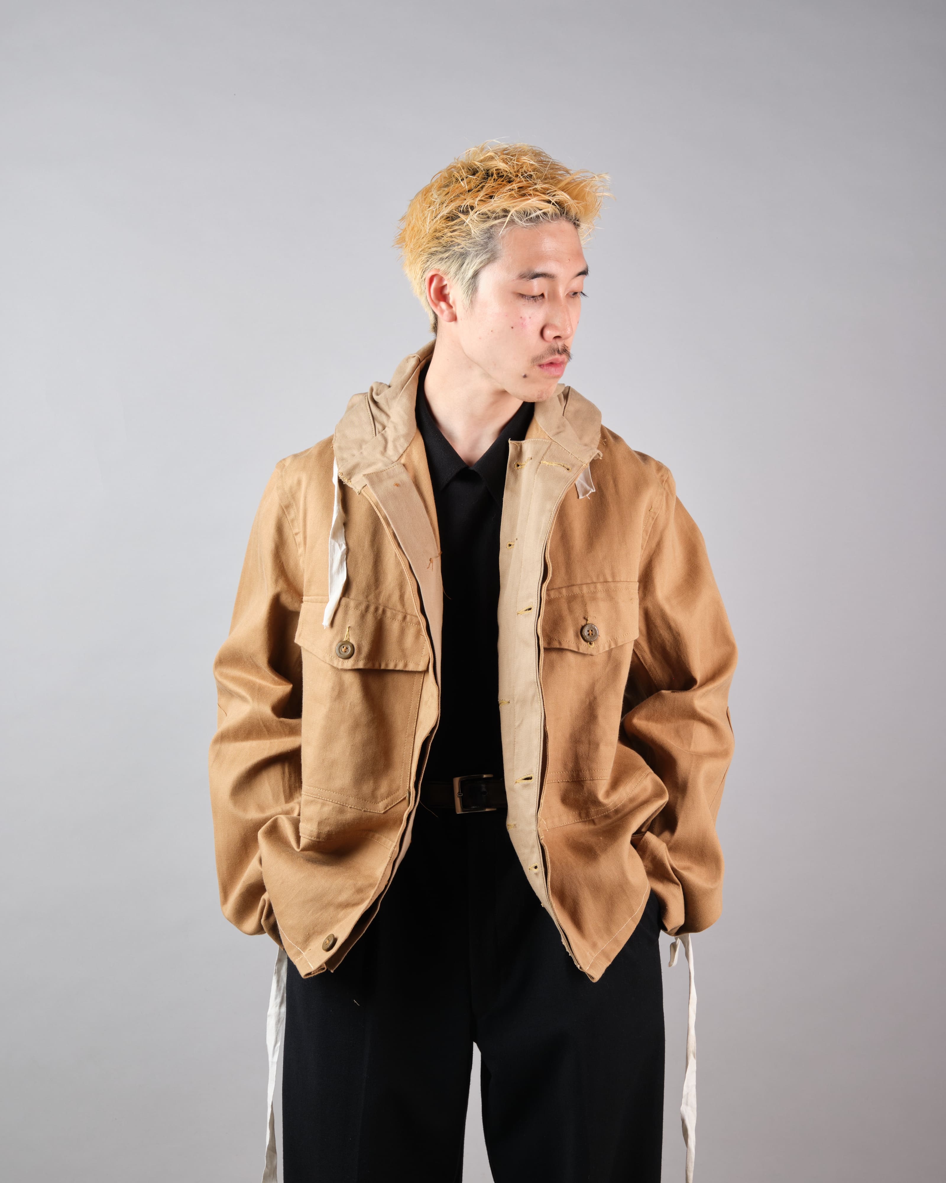 [〜60年代]英國復古卡其色鑽連帽外套。 44“ Mekaneer”“ Dead Stock”