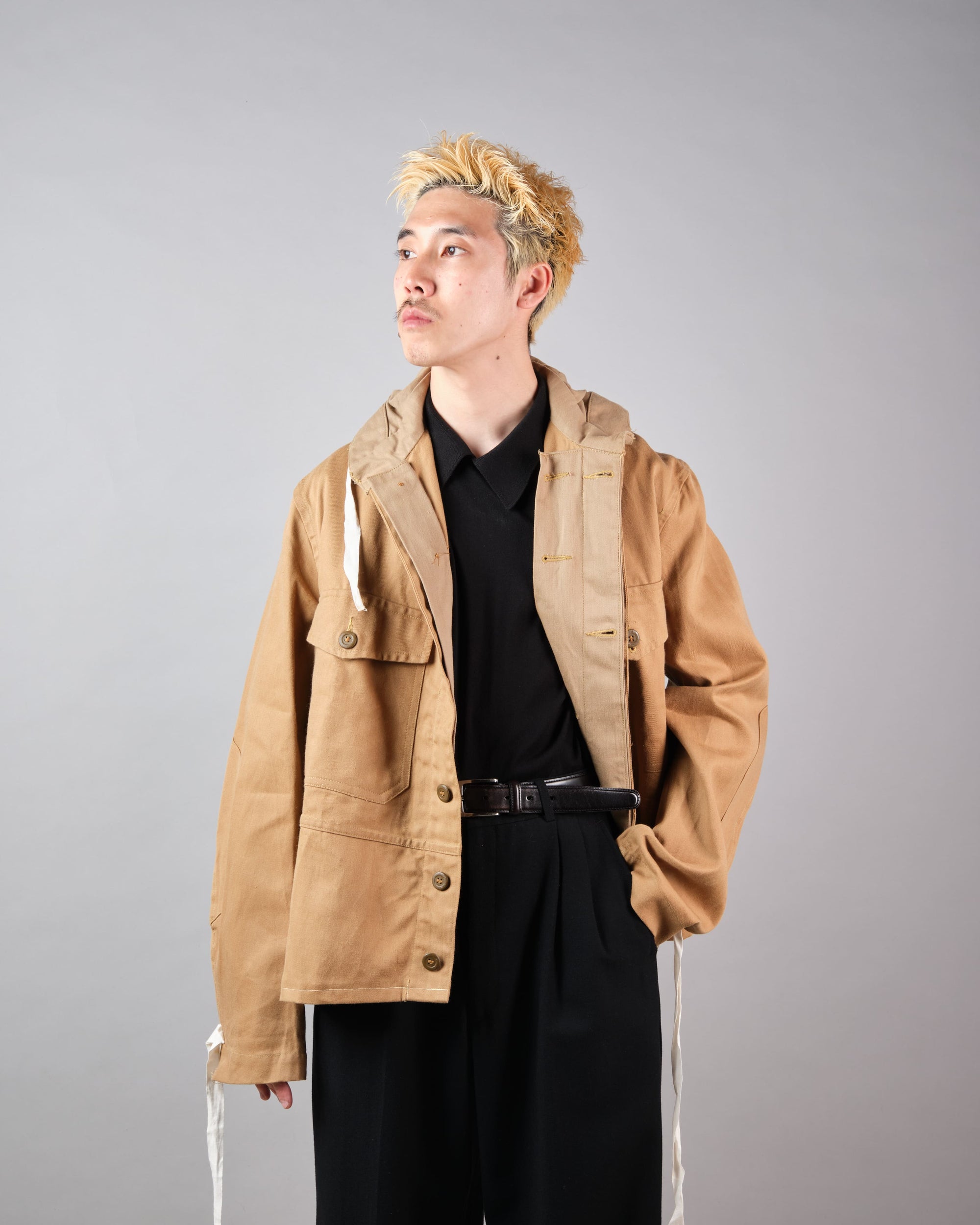 【~60's】British Vintage Khaki Drill Hooded Jacket Size.44 "MEKANEER" "Dead Stock"