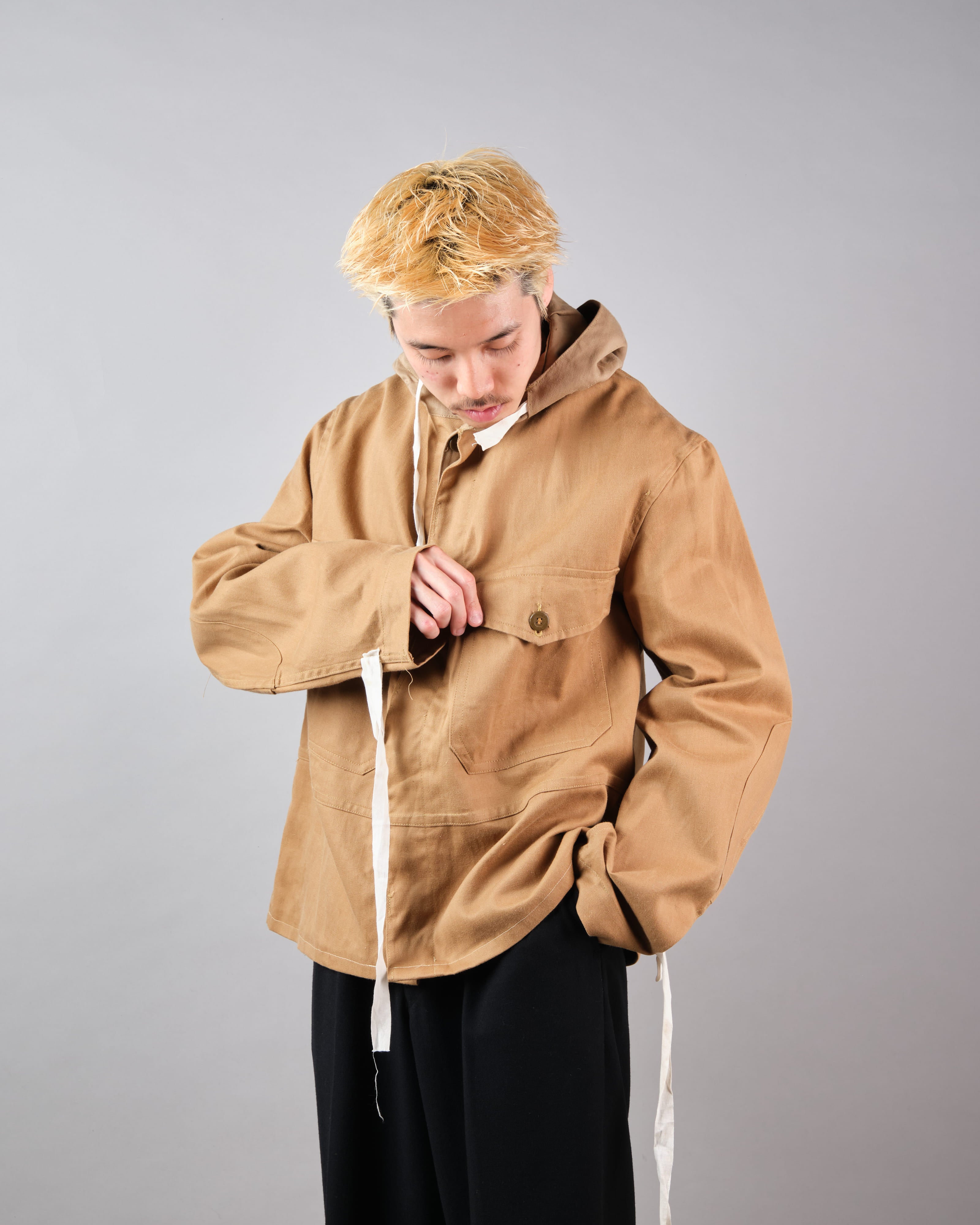 [〜60年代]英國復古卡其色鑽連帽外套。 44“ Mekaneer”“ Dead Stock”