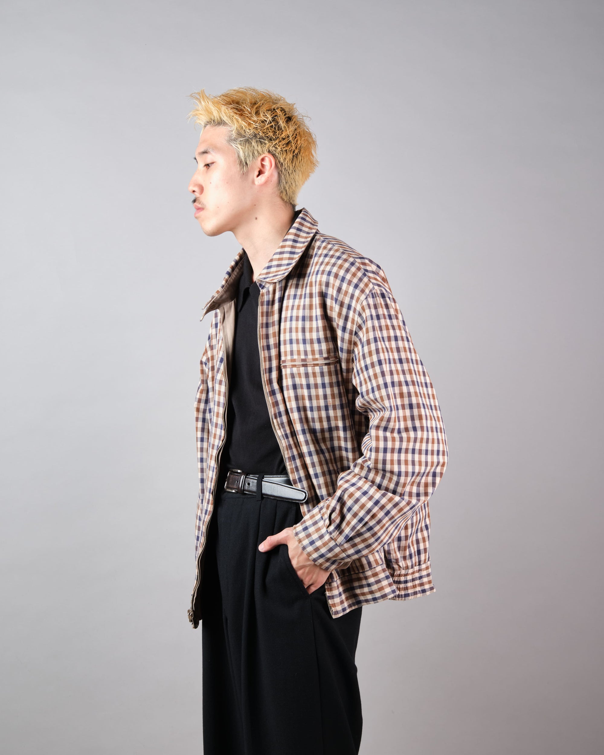 ［~00's］Old Aquascutum Club Check Reversible Harrington Jacket Size.M