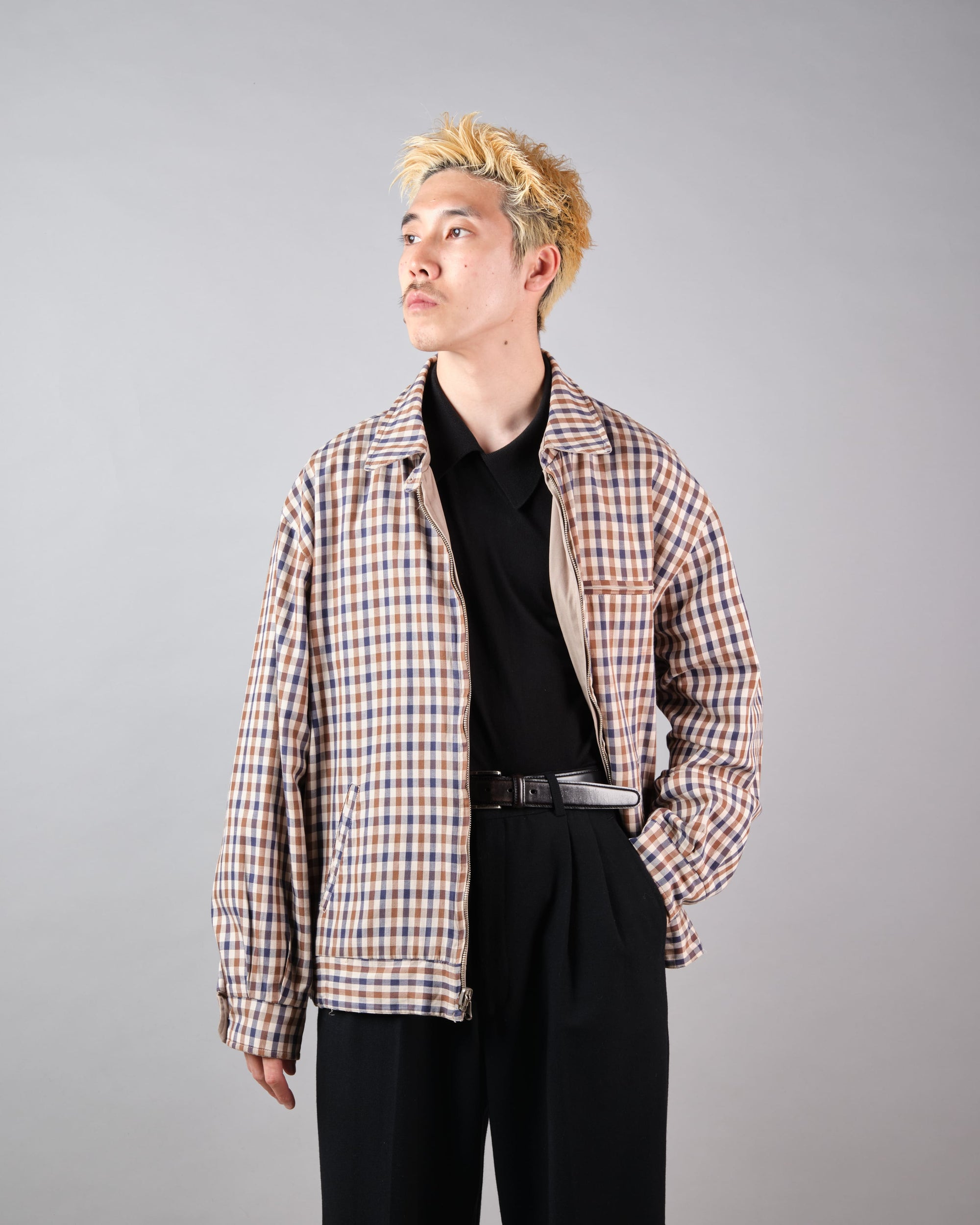 ［~00's］Old Aquascutum Club Check Reversible Harrington Jacket Size.M