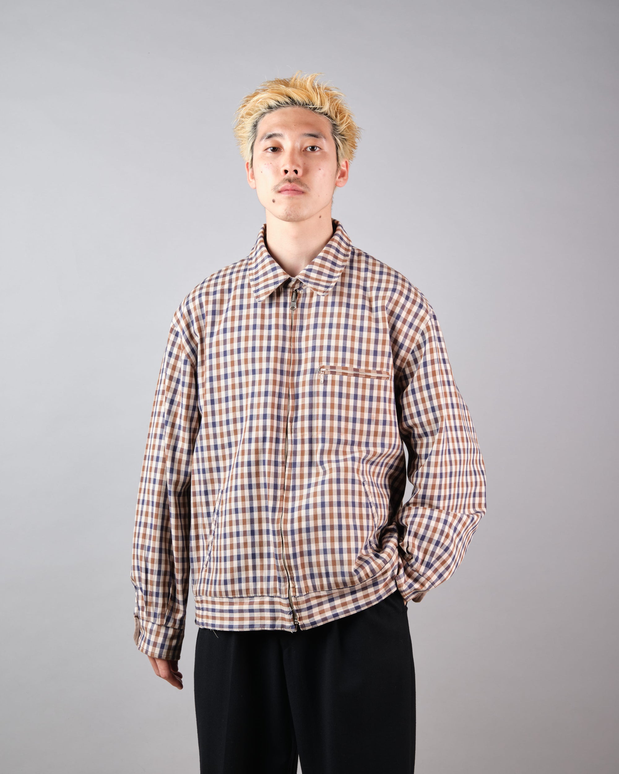 ［~00's］Old Aquascutum Club Check Reversible Harrington Jacket Size.M