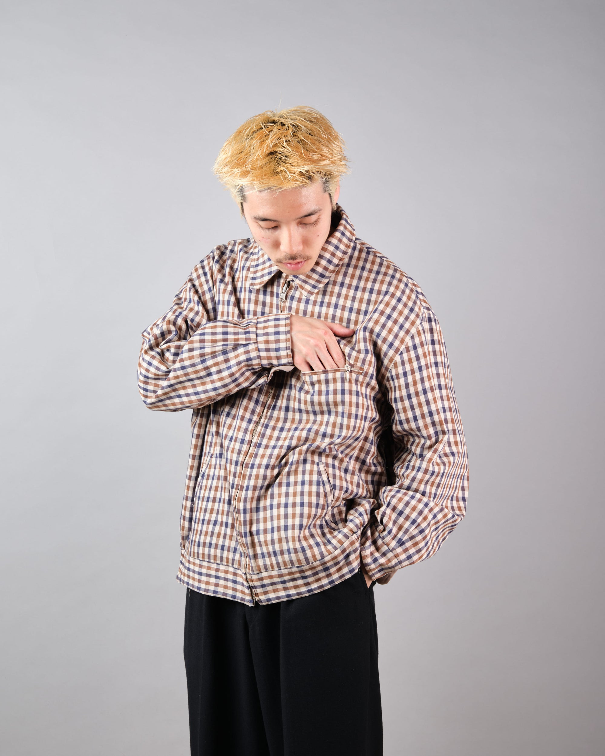 ［~00's］Old Aquascutum Club Check Reversible Harrington Jacket Size.M