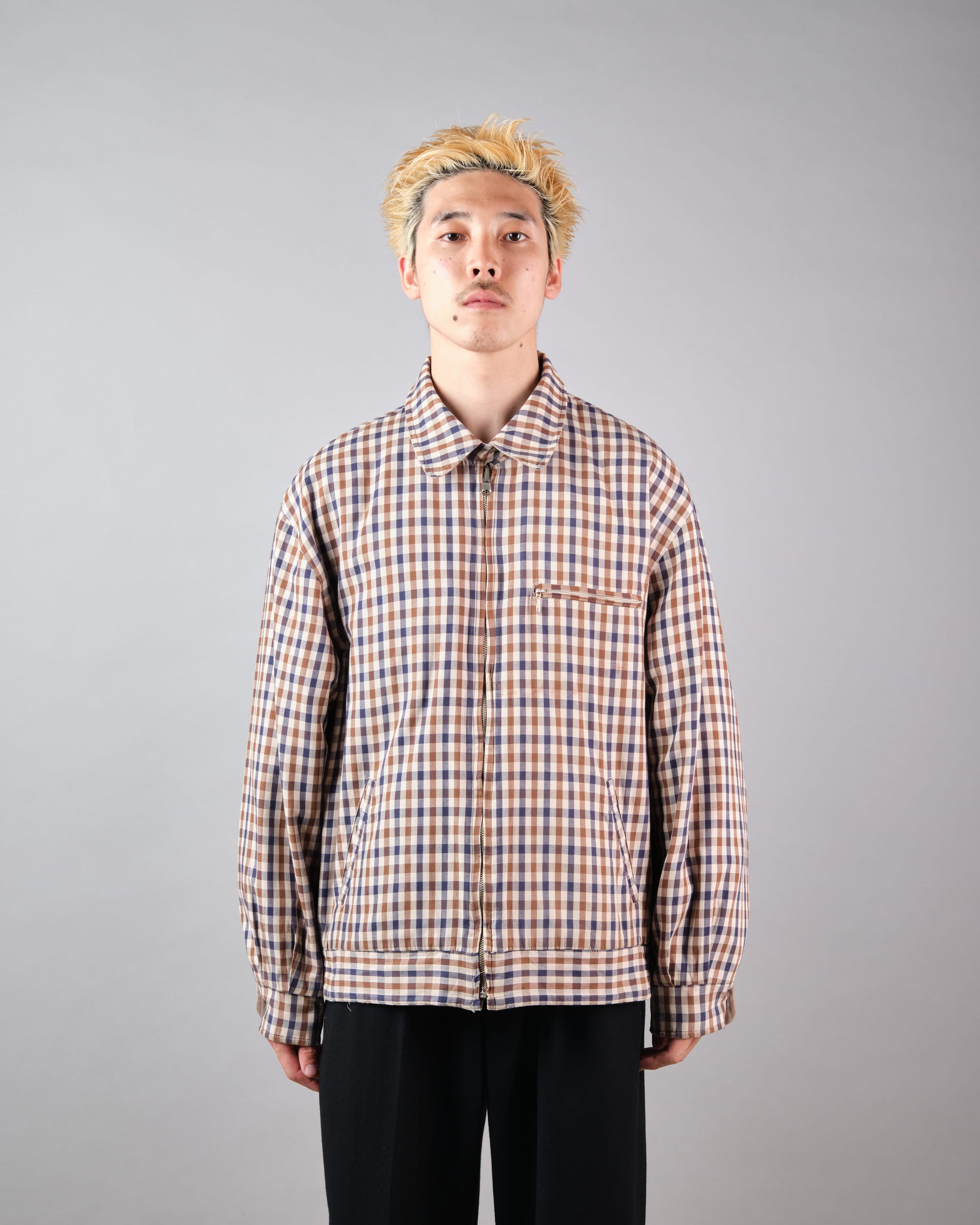 ［~00's］Old Aquascutum Club Check Reversible Harrington Jacket Size.M