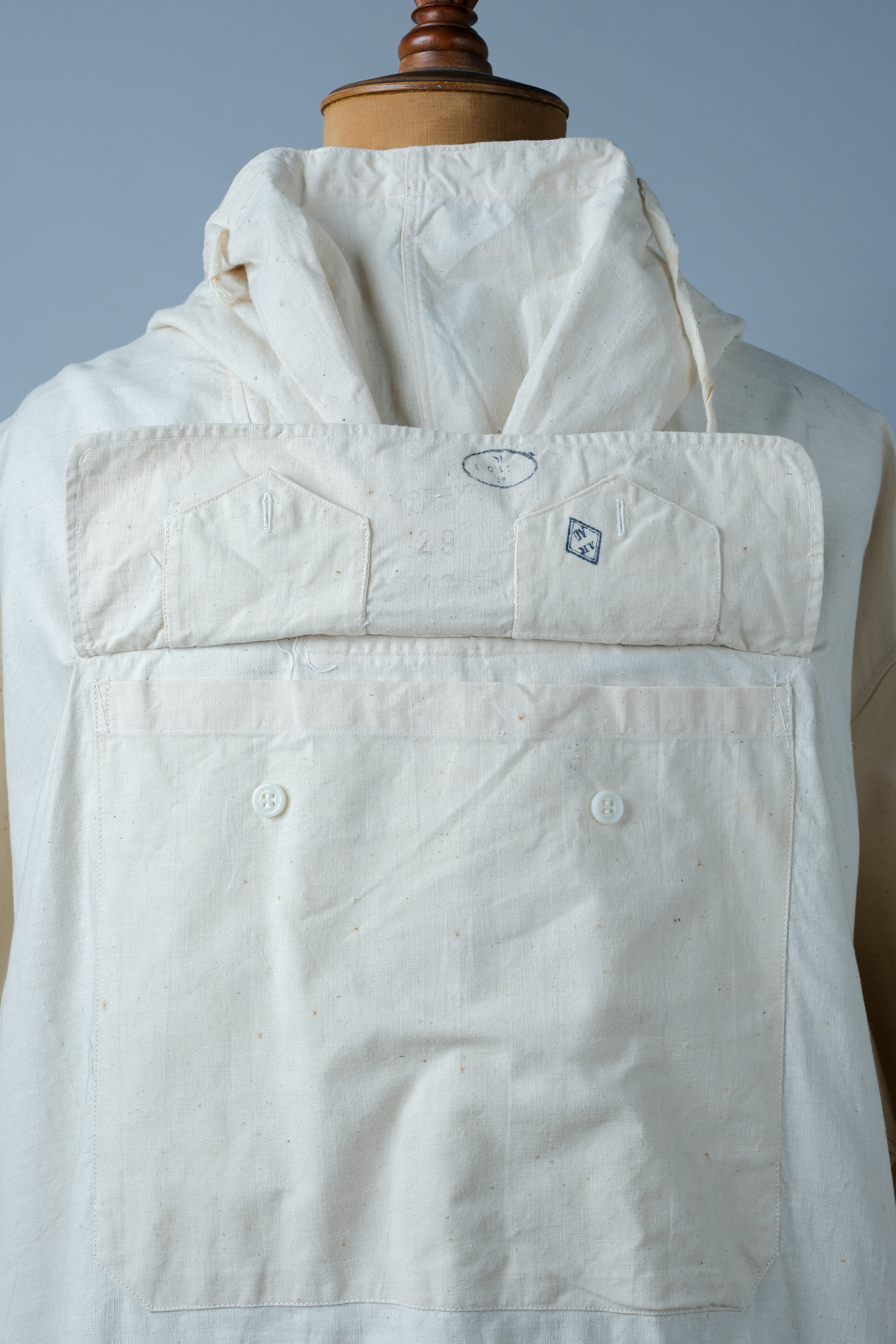 [~ 50's] French Army Cotton Linen Mountain Smock "Dead Stock"