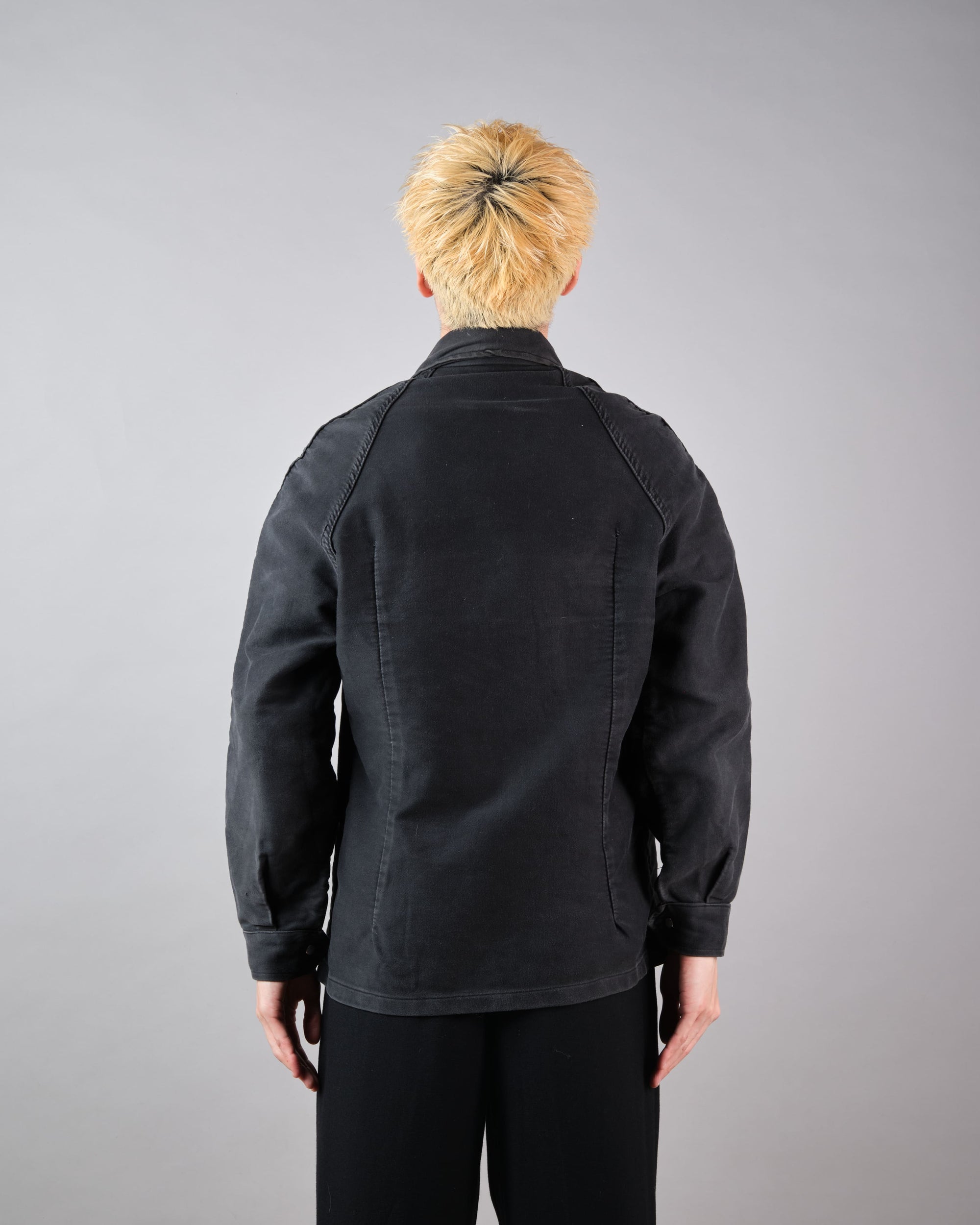［~70's］Europe Vintage Raglan Sleeve Black Moleskin Zip Up Jacket