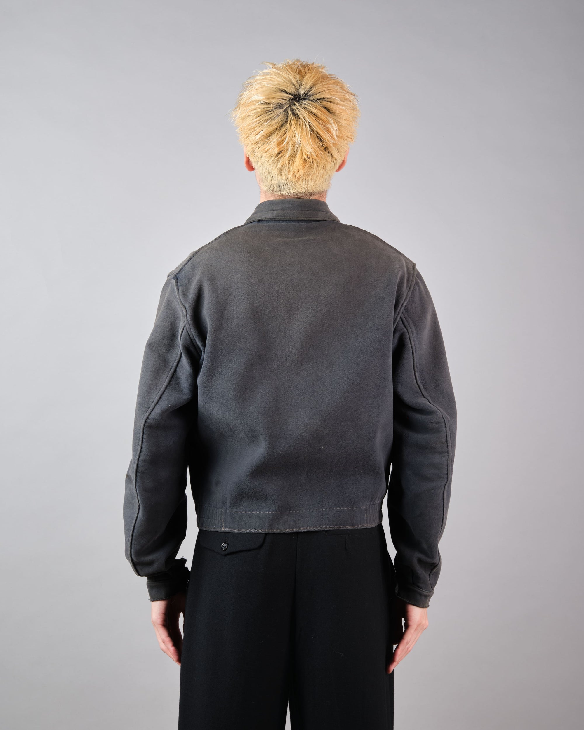 【~40's】French Vintage Dark Navy Peachskin Cyclist Jacket