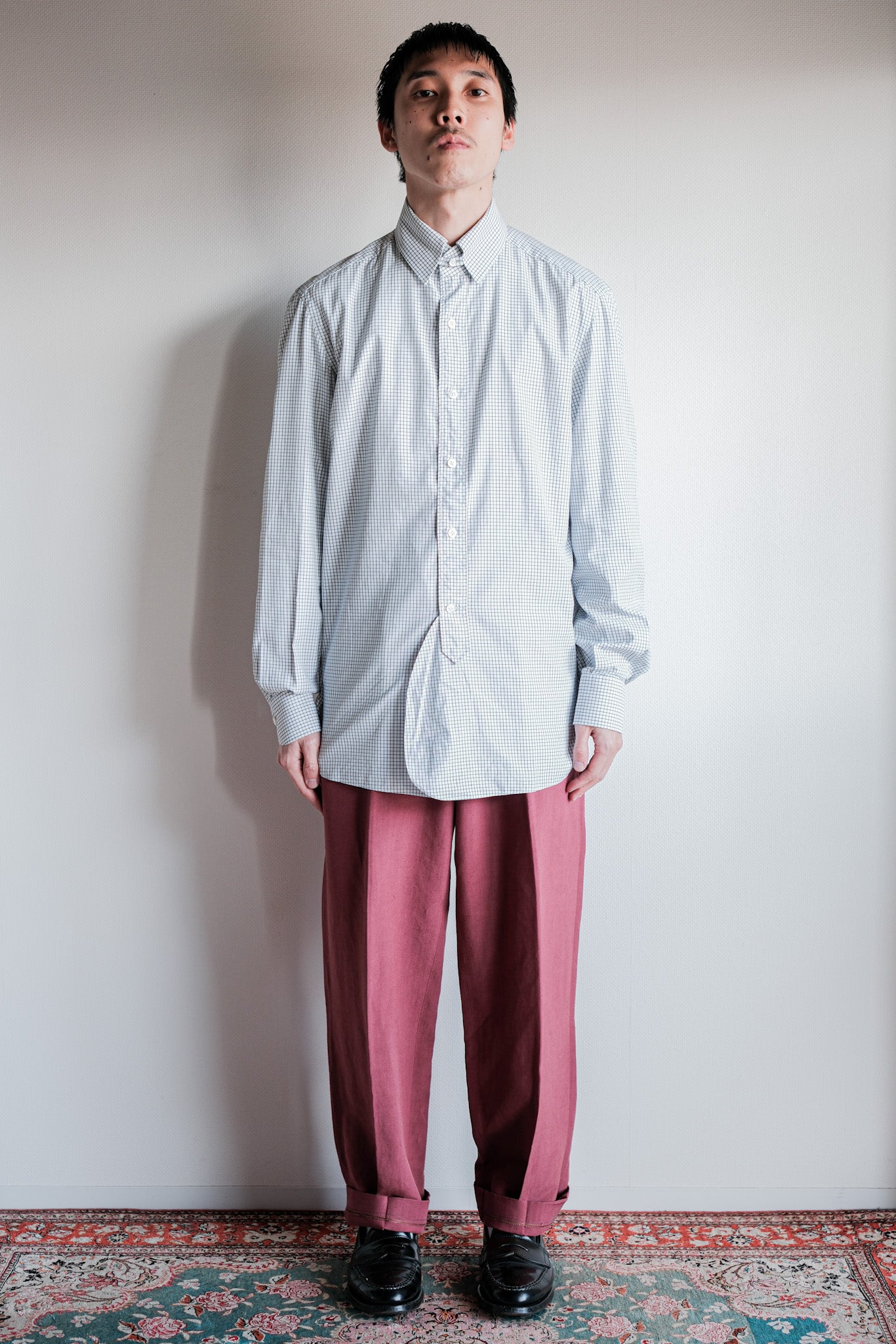 ［~00's］Old ARNYS PARIS In Tuck Turn Up Linen Silk Trousers Size.42