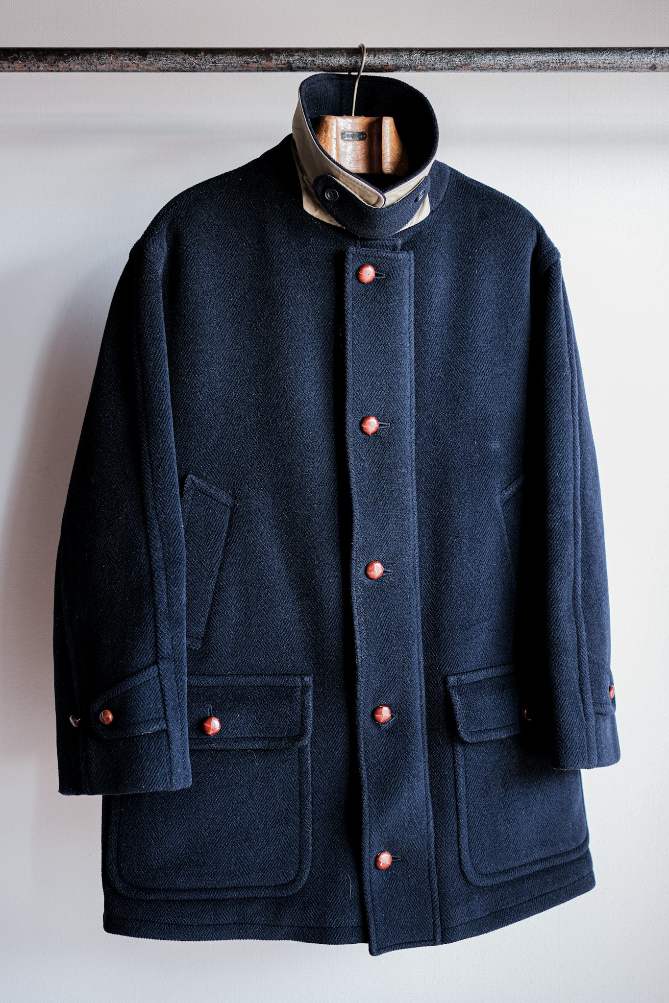 【~90's】Old INVERTERE HBT Wool Jacket With Chin Strap Size.40 "Moorbrook"