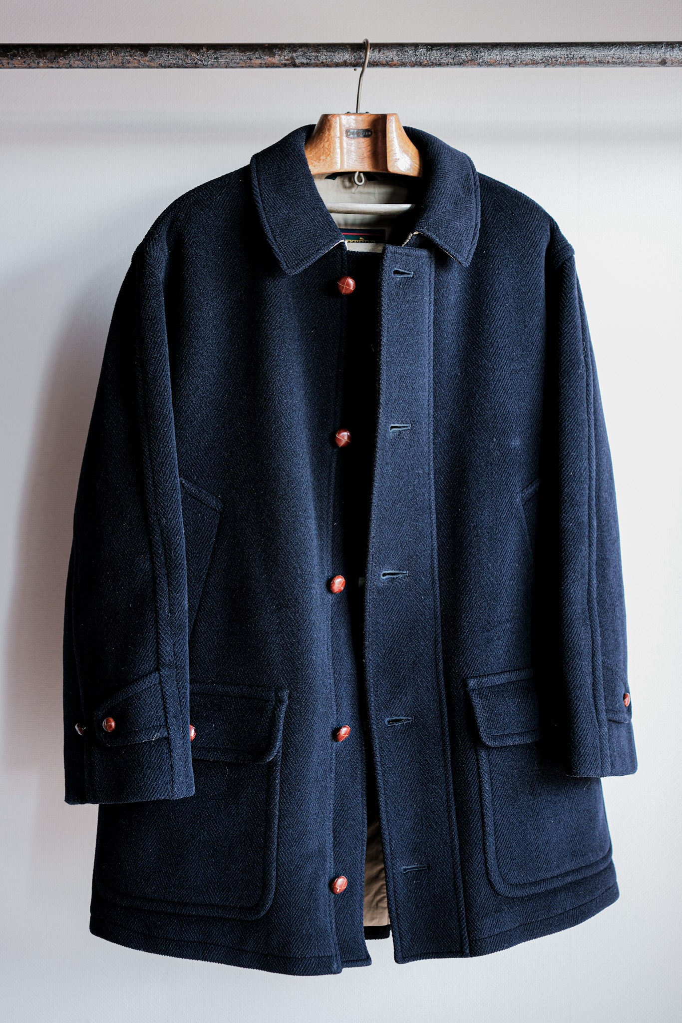 ［~90's］Old INVERTERE HBT Wool Jacket With Chin Strap Size.40 "Moorbrook"