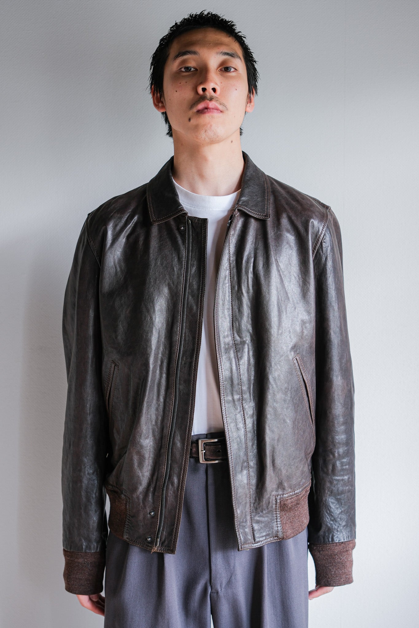 ［~2010's］Old PRADA LINEA ROSSA Brown Leather Blouson Size.48 "PRADA SPORT"