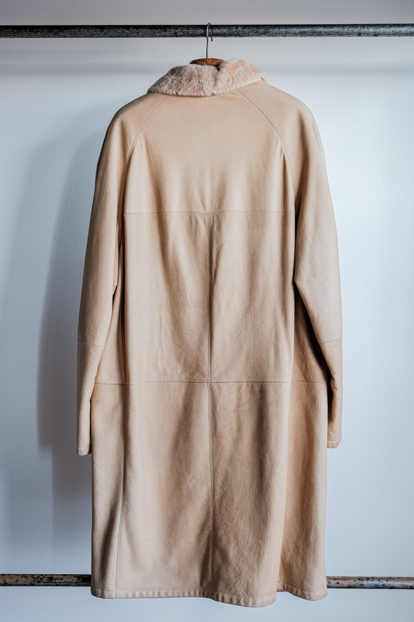 ［~90's］Old SERAPHIN Raglan Sleeve Mouton Leather Coat Size.52