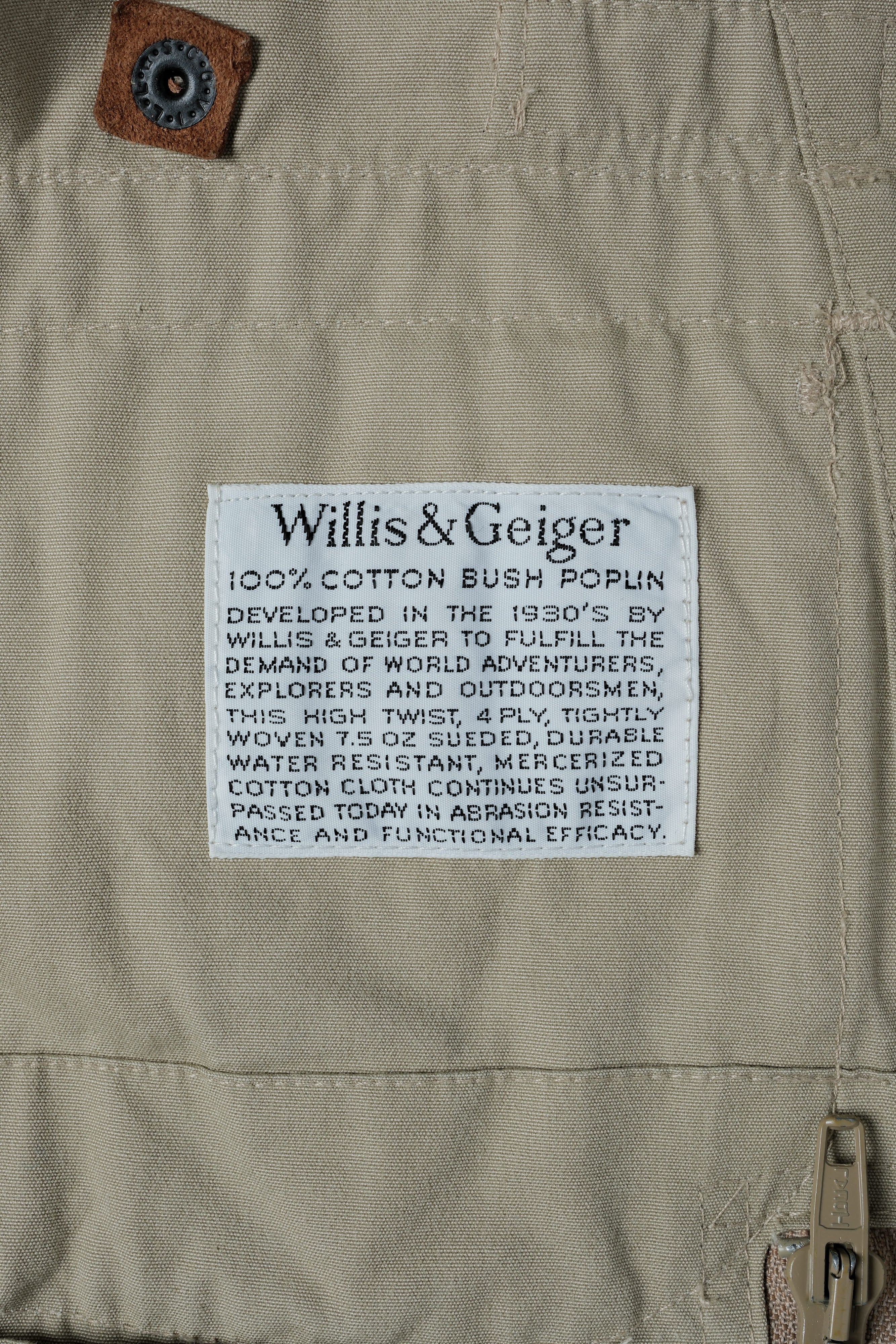 [~ 90's] Willis & Geiger Bush Poplin แจ็คเก็ตตกปลาไอเซนฮาวร์ sise.m "ผลิตในสหรัฐอเมริกา" สต็อกตาย "