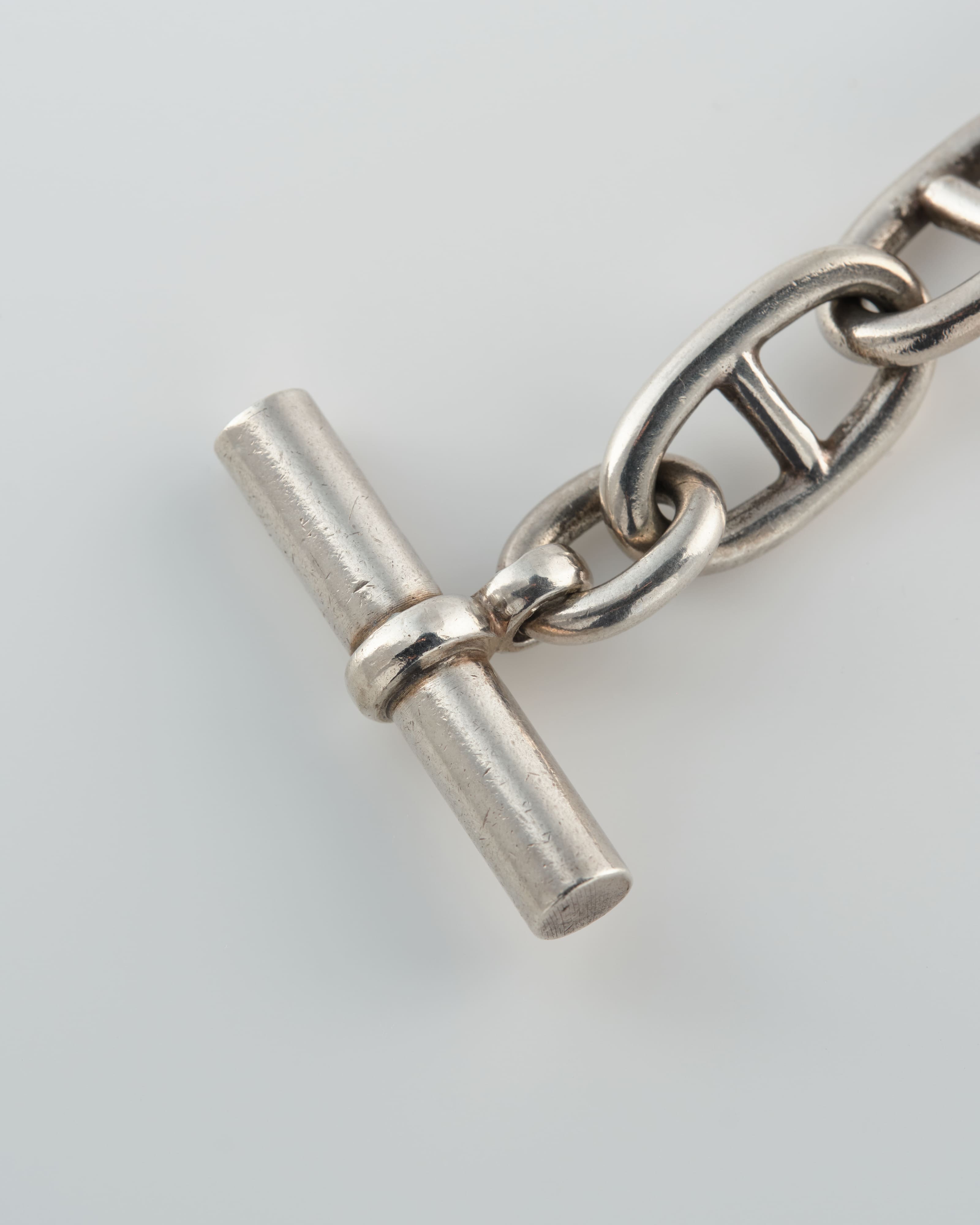 【~80's】French Vintage Chaine d‘Ancre Motif Silver Toggle Clasp Chain Bracelet