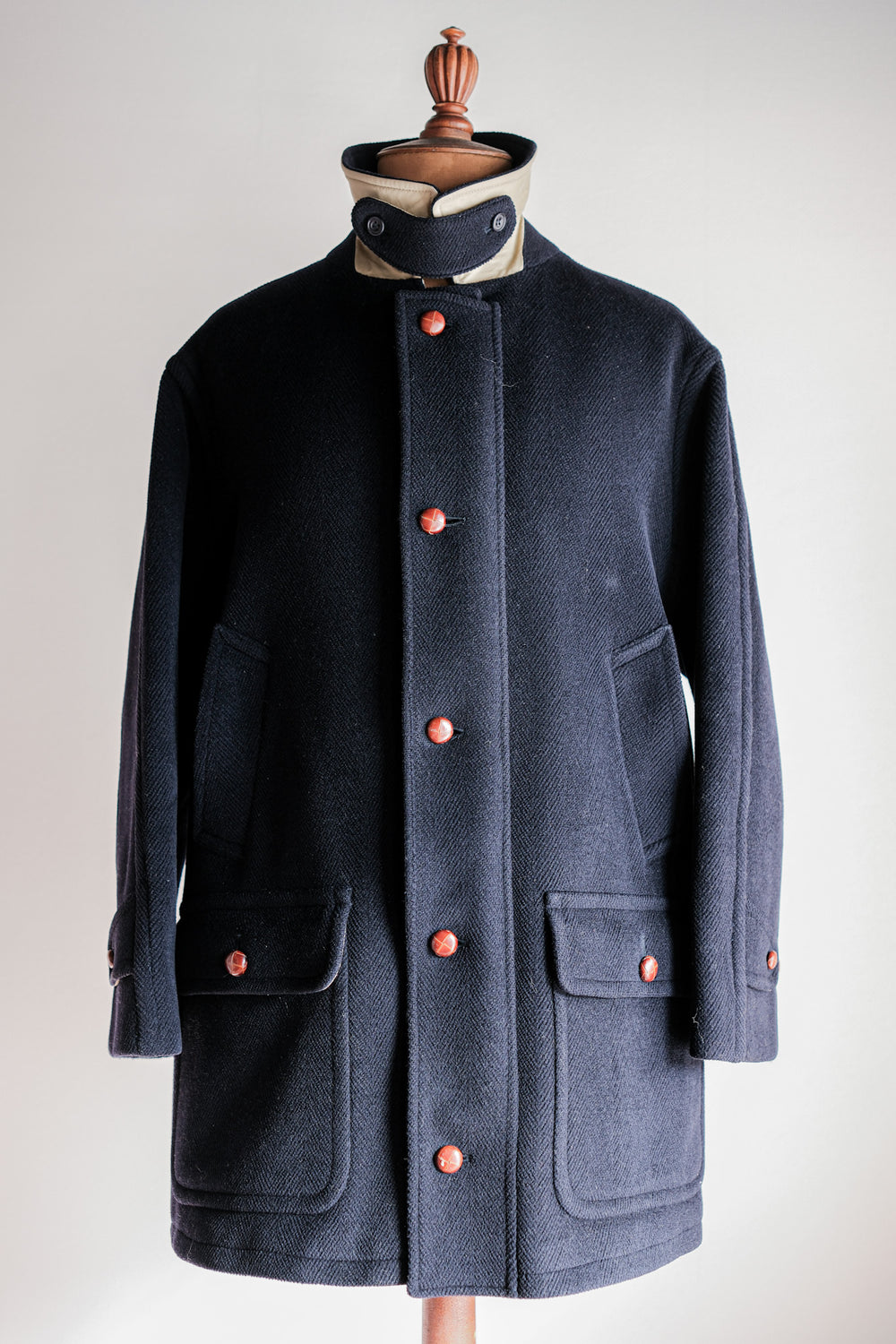 ［~90's］Old INVERTERE HBT Wool Jacket With Chin Strap Size.40 "Moorbrook"