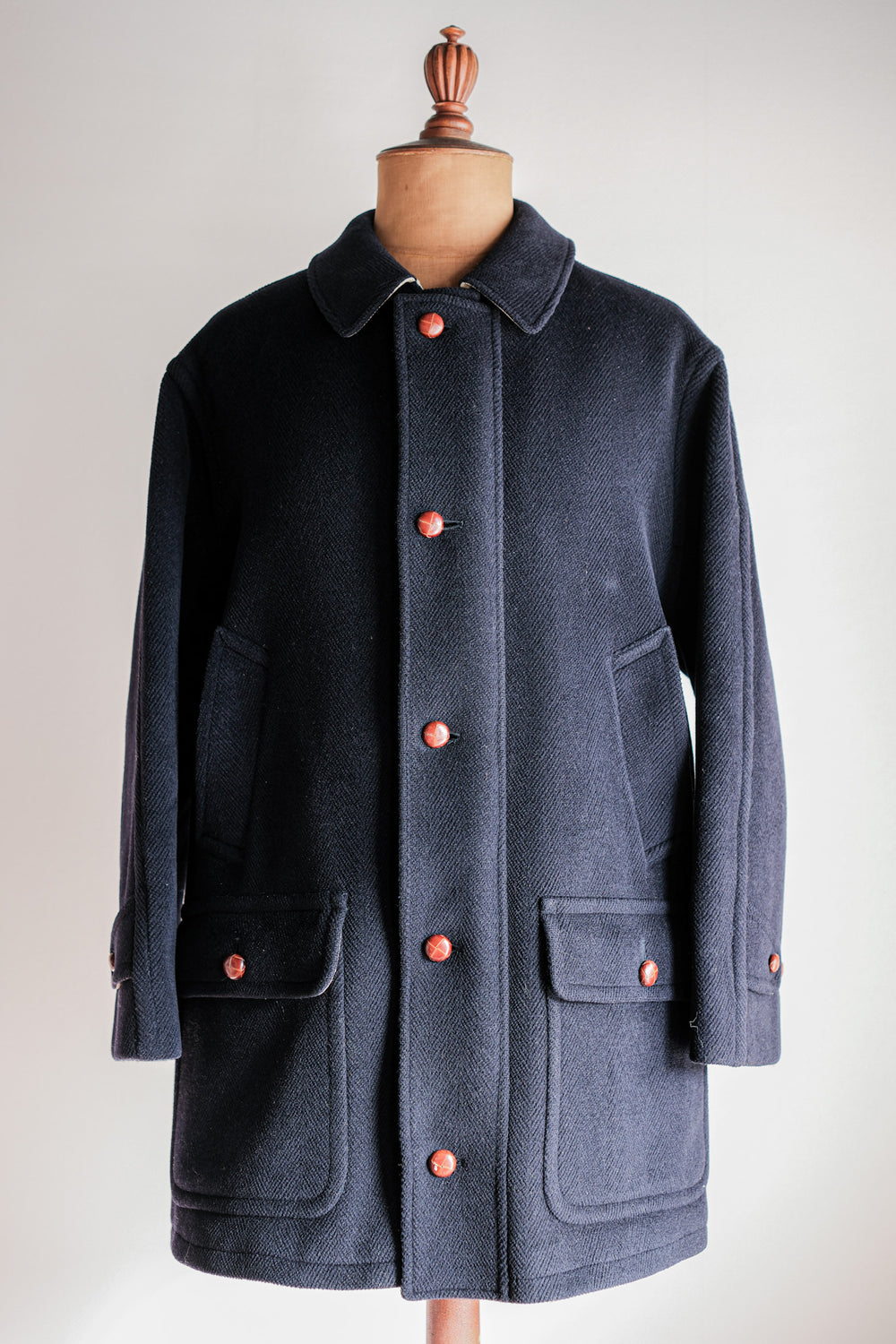 ［~90's］Old INVERTERE HBT Wool Jacket With Chin Strap Size.40 "Moorbrook"