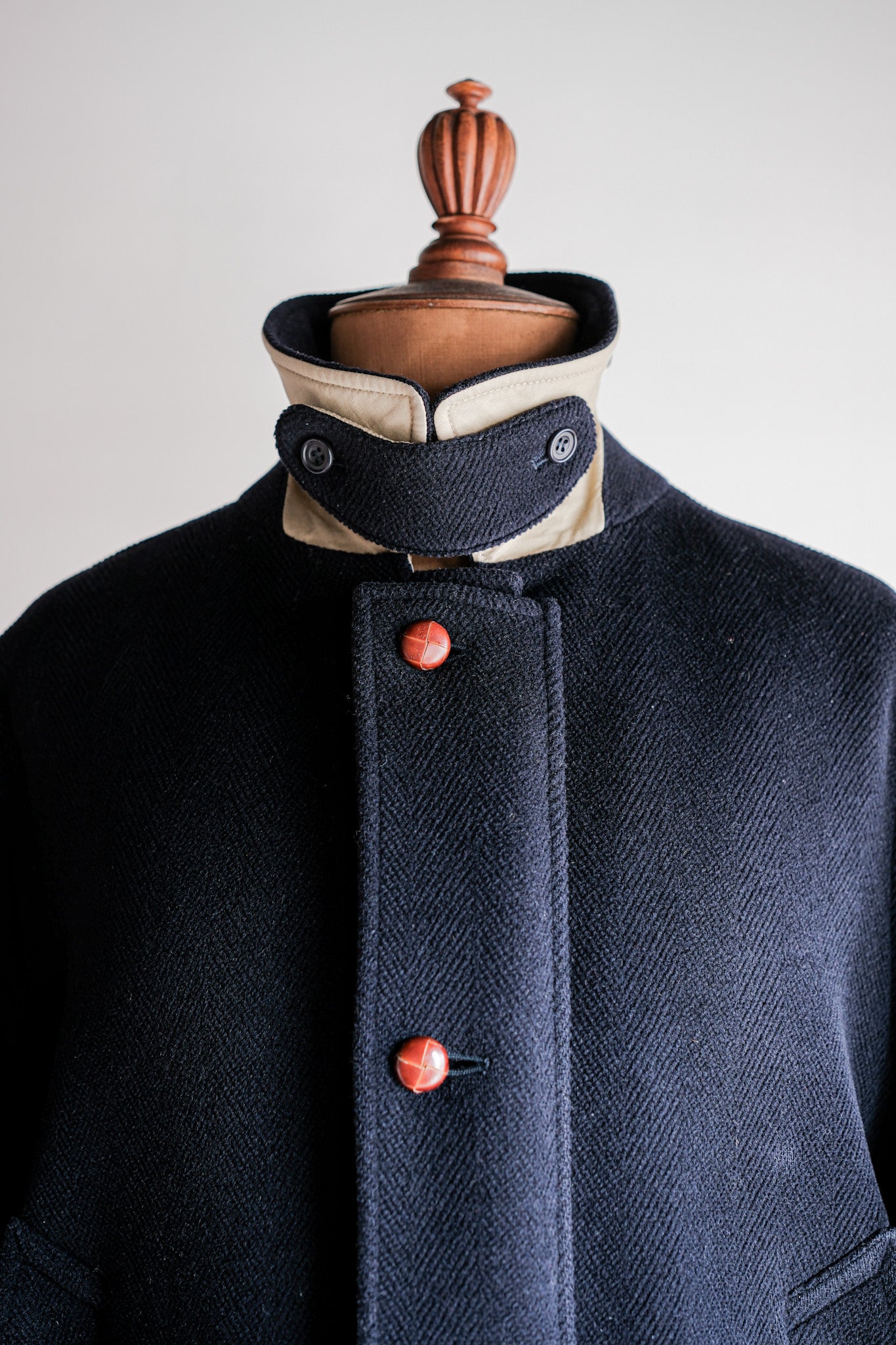 ［~90's］Old INVERTERE HBT Wool Jacket With Chin Strap Size.40 "Moorbrook"
