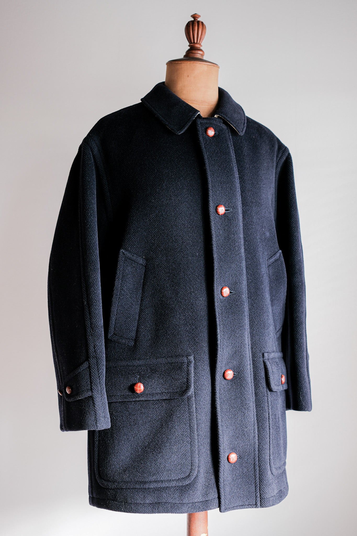 ［~90's］Old INVERTERE HBT Wool Jacket With Chin Strap Size.40 "Moorbrook"