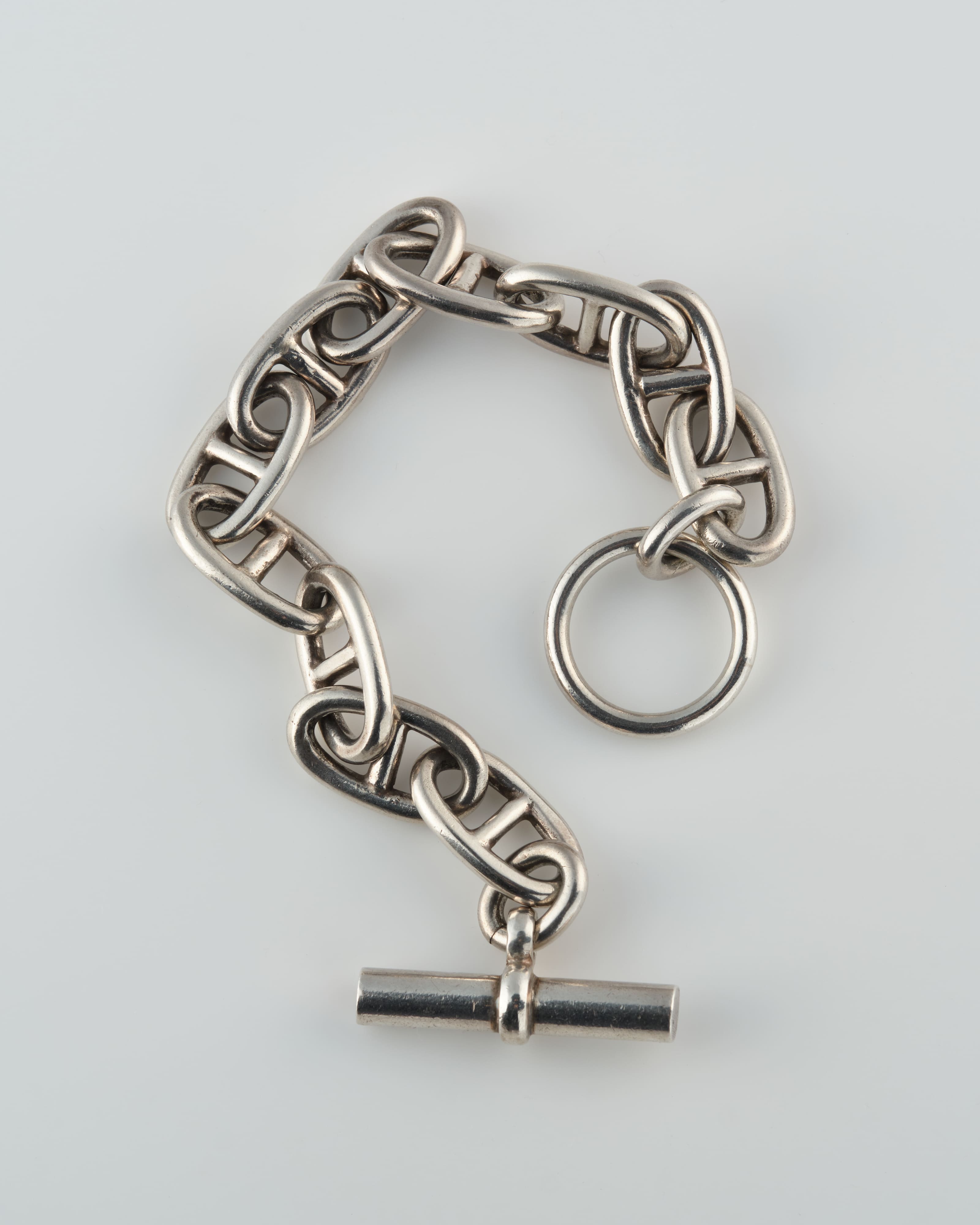 【~80's】French Vintage Chaine d‘Ancre Motif Silver Toggle Clasp Chain Bracelet