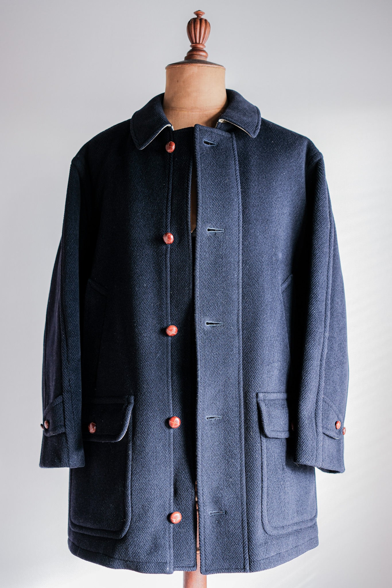 ［~90's］Old INVERTERE HBT Wool Jacket With Chin Strap Size.40 "Moorbrook"