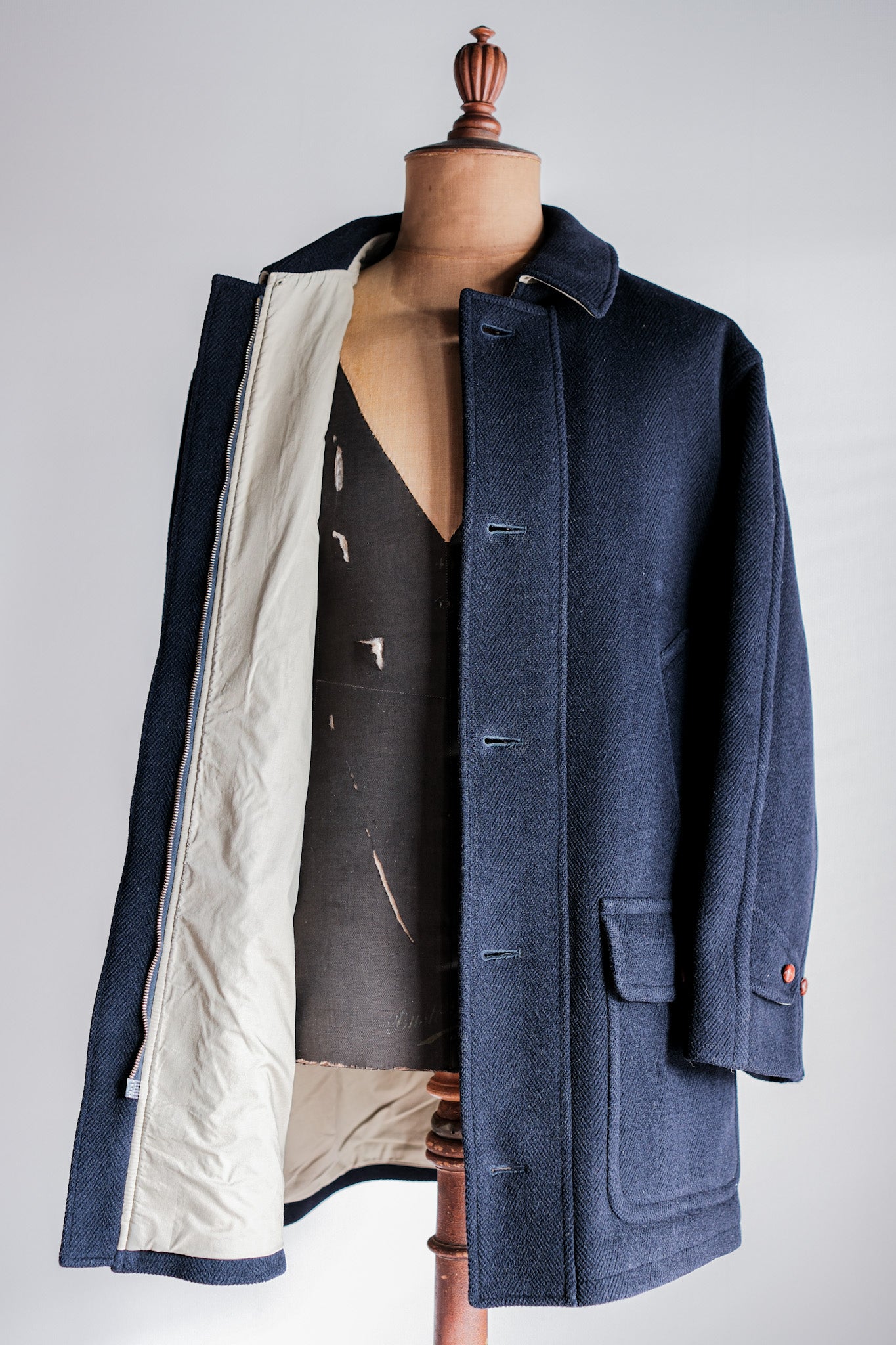 ［~90's］Old INVERTERE HBT Wool Jacket With Chin Strap Size.40 "Moorbrook"