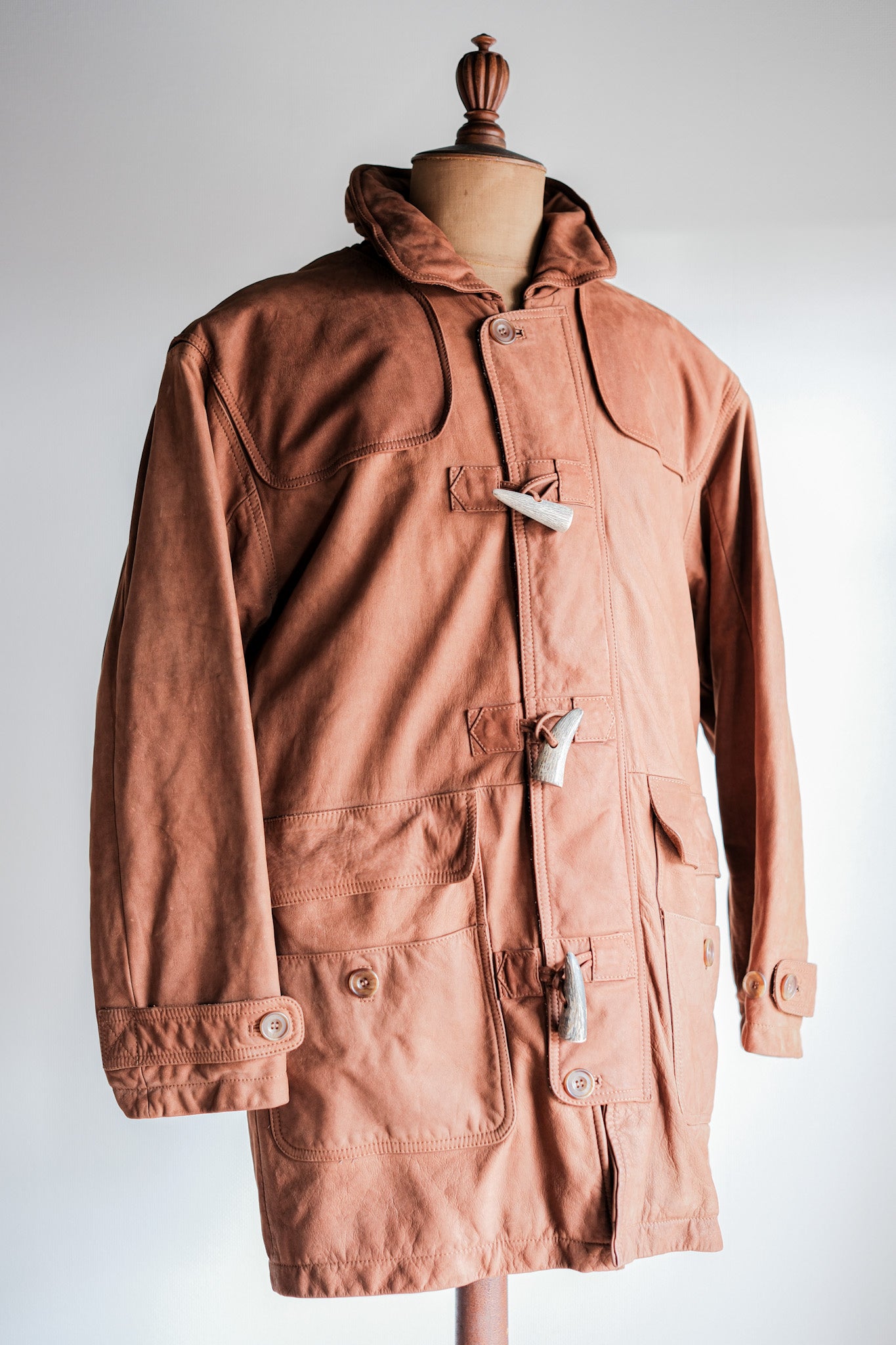 [~ 90's] Old Invertere Leather Duffle Coat Size.xs