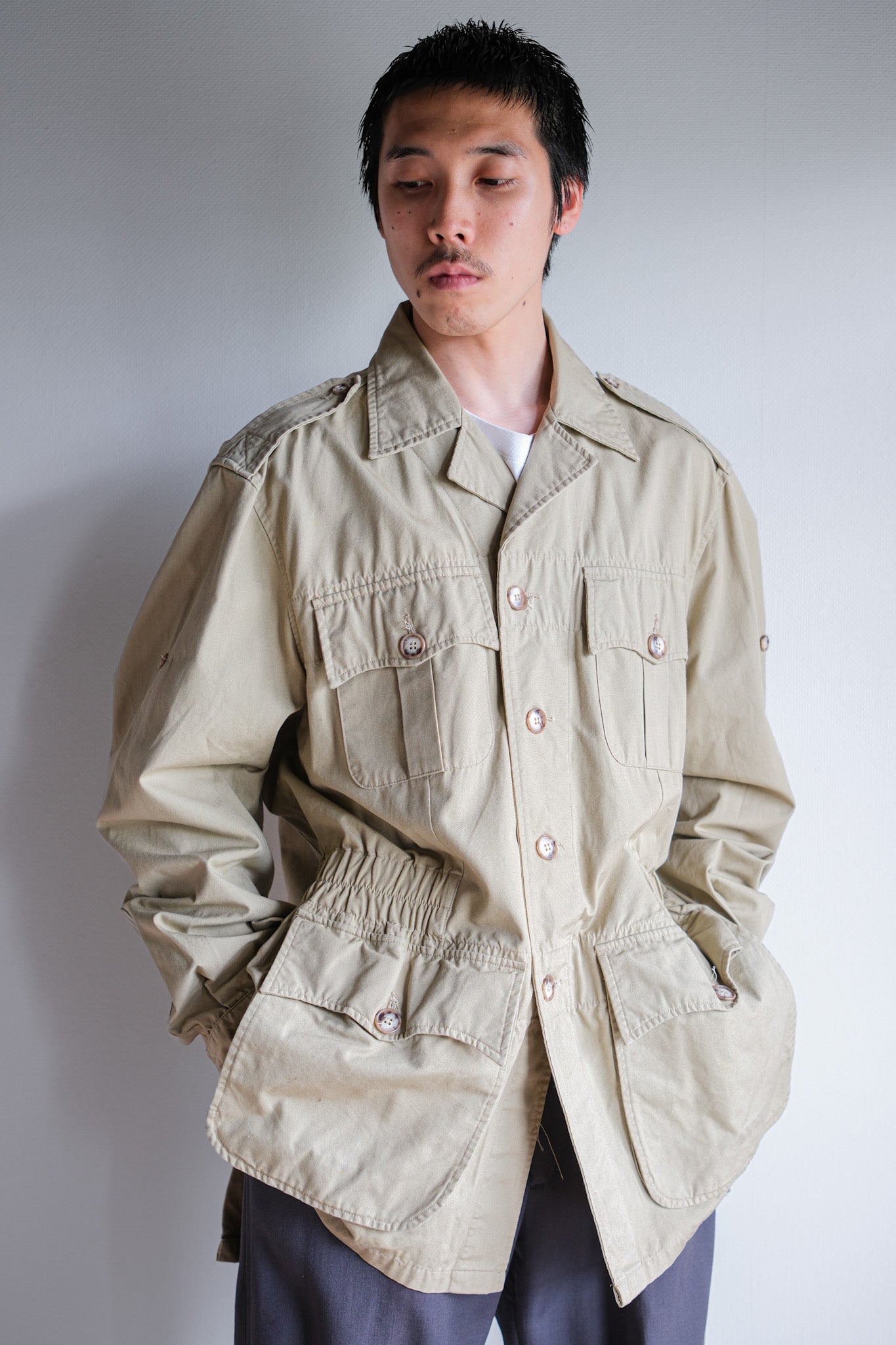 【~80's】Vintage Willis&Geiger Bush Poplin Hemingway Jacket Size.42 "Made in U.S.A."