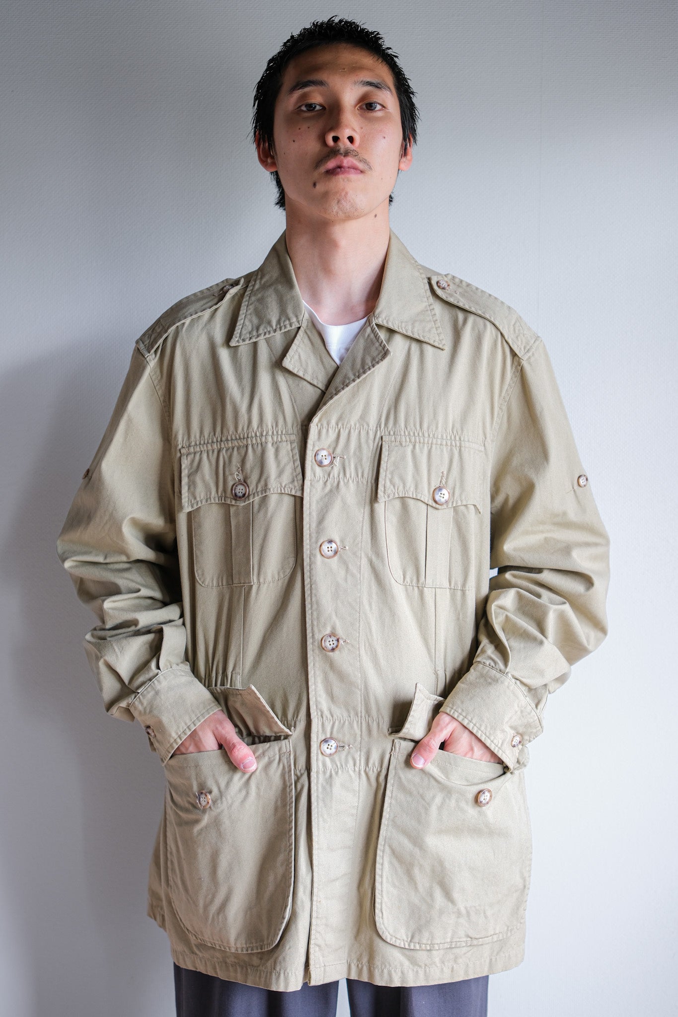 【~80's】Vintage Willis&Geiger Bush Poplin Hemingway Jacket Size.42 "Made in U.S.A."