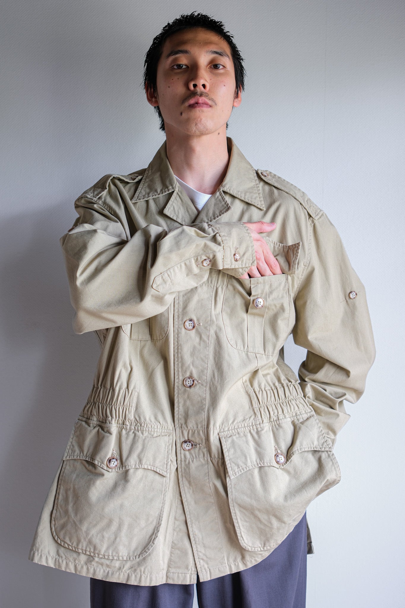 【~80's】Vintage Willis&Geiger Bush Poplin Hemingway Jacket Size.42 "Made in U.S.A."