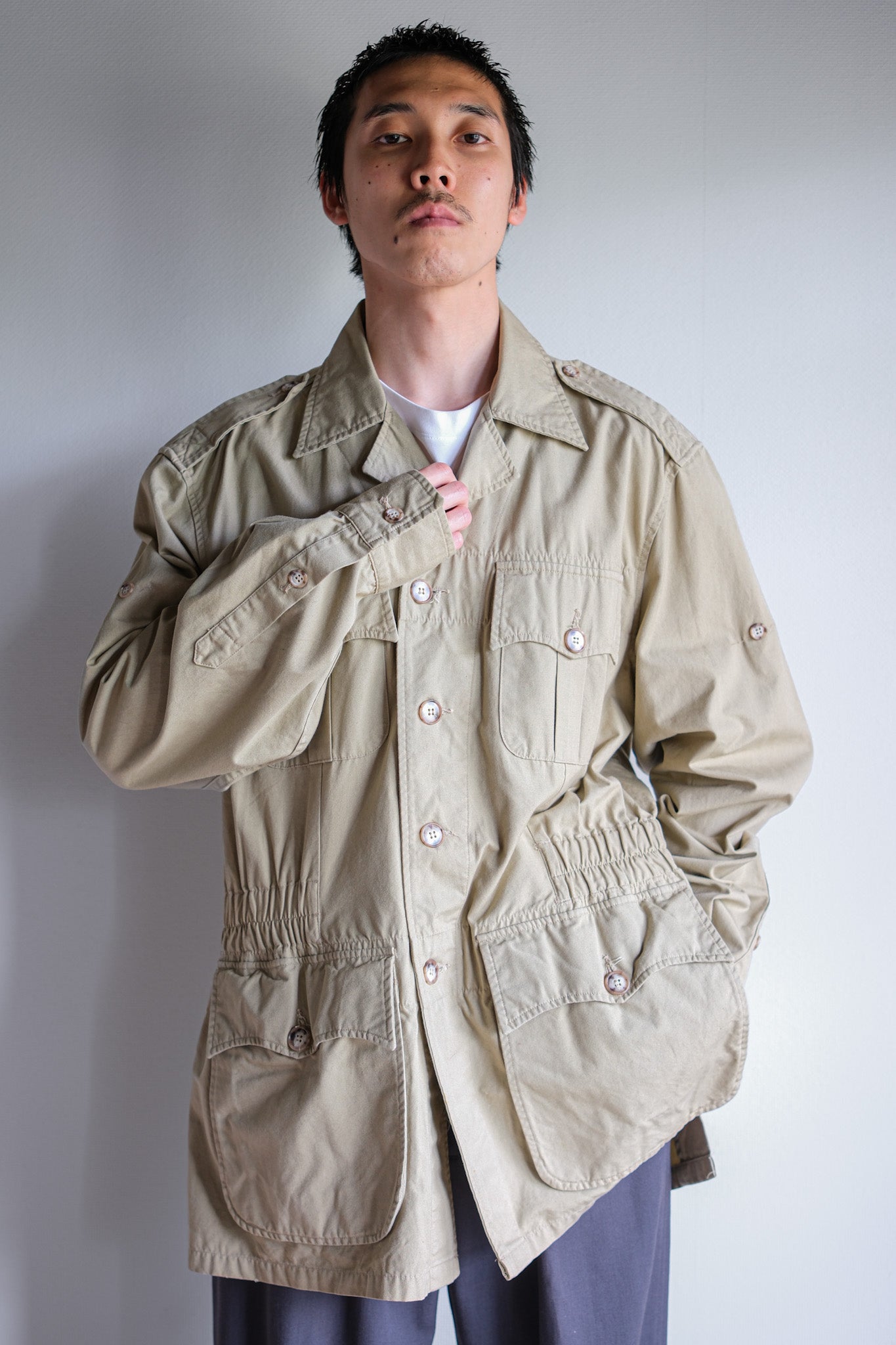 【~80's】Vintage Willis&Geiger Bush Poplin Hemingway Jacket Size.42 "Made in U.S.A."