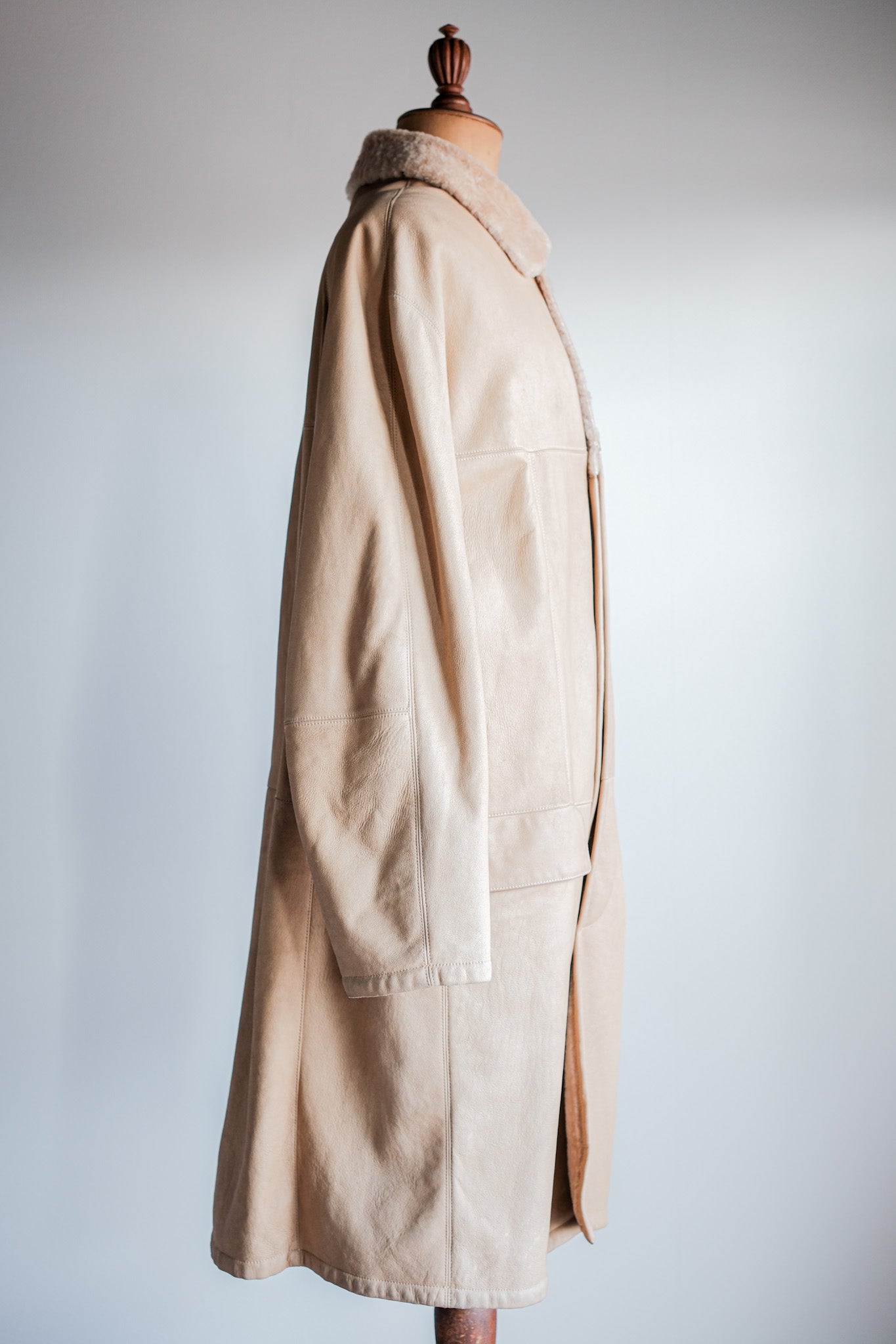 ［~90's］Old SERAPHIN Raglan Sleeve Mouton Leather Coat Size.52