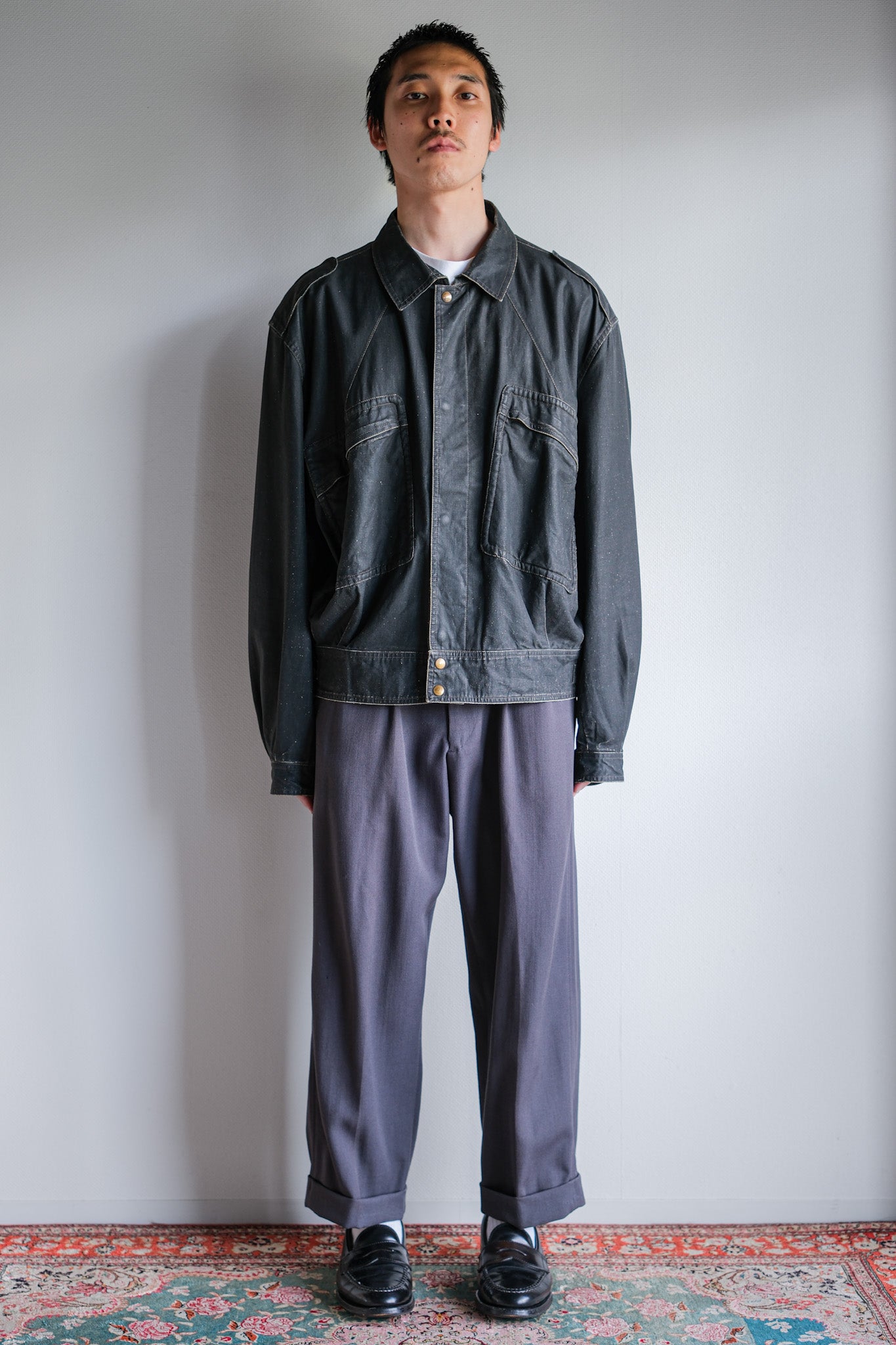 ［~80's］Old EMPORIO ARMANI Black Cotton Linen Jacket