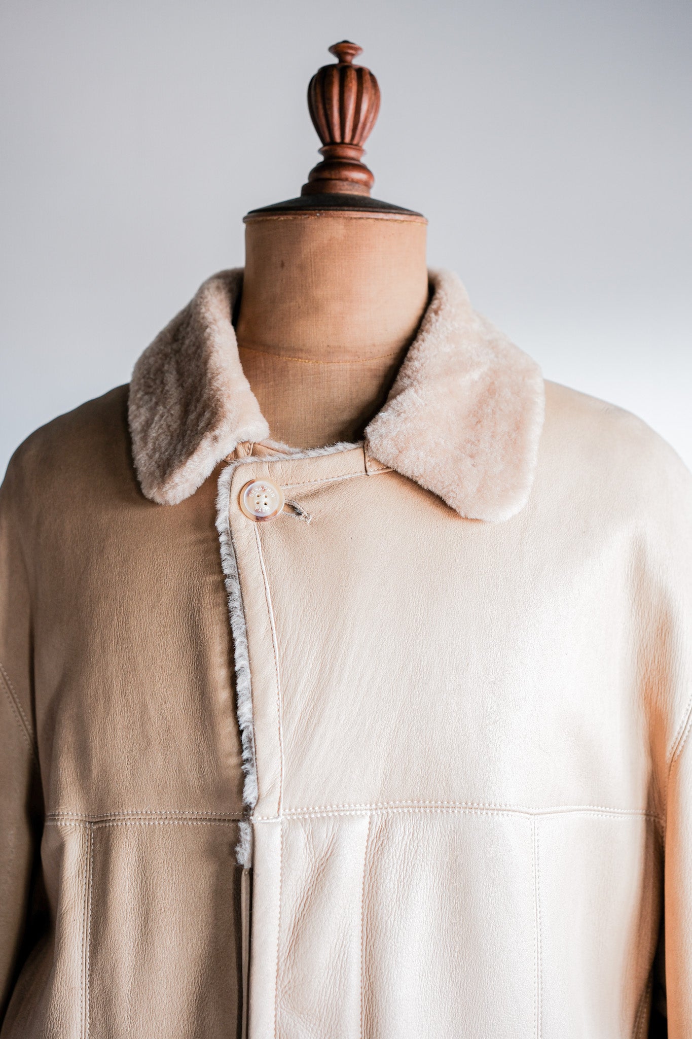 ［~90's］Old SERAPHIN Raglan Sleeve Mouton Leather Coat Size.52