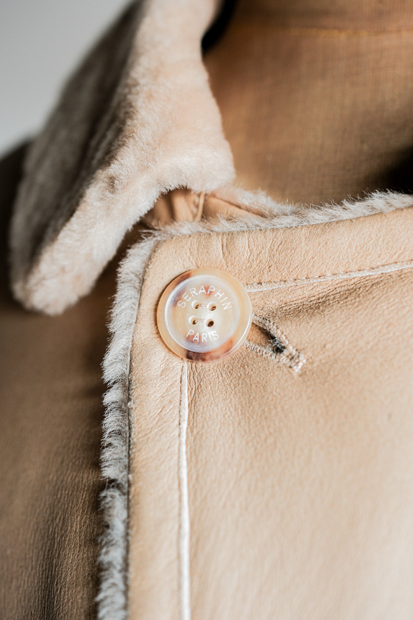 ［~90's］Old SERAPHIN Raglan Sleeve Mouton Leather Coat Size.52
