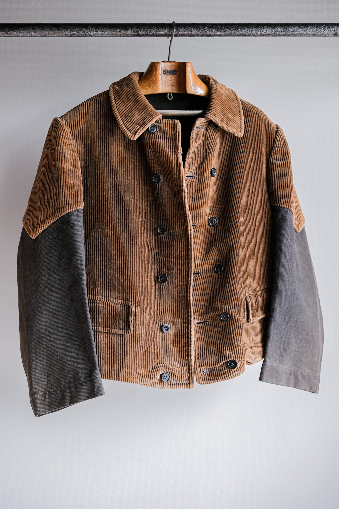 【~50's】Belgium Vintage Brown Corduroy Double Breasted Work Jacket