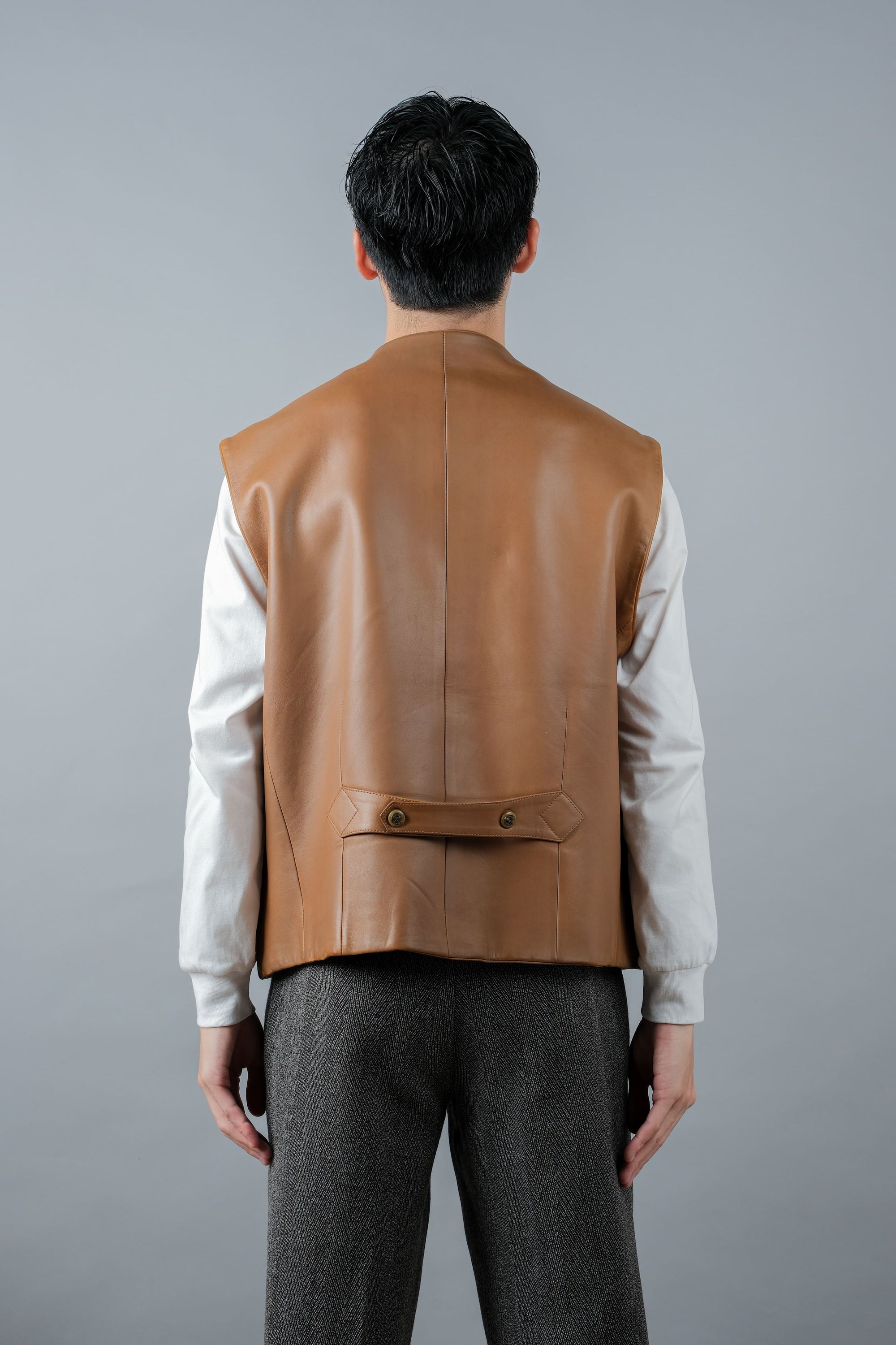 ［~00's］Old ARNYS PARIS Lambskin Leather Gilet Size.54 "Bordé"