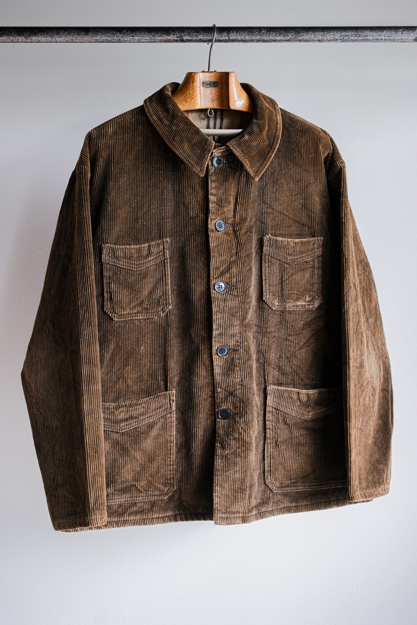 [~ 50's] French Vintage Brown Corduroy 4 PocketS Work Jacket Size.50 "Le Beau-Fort"