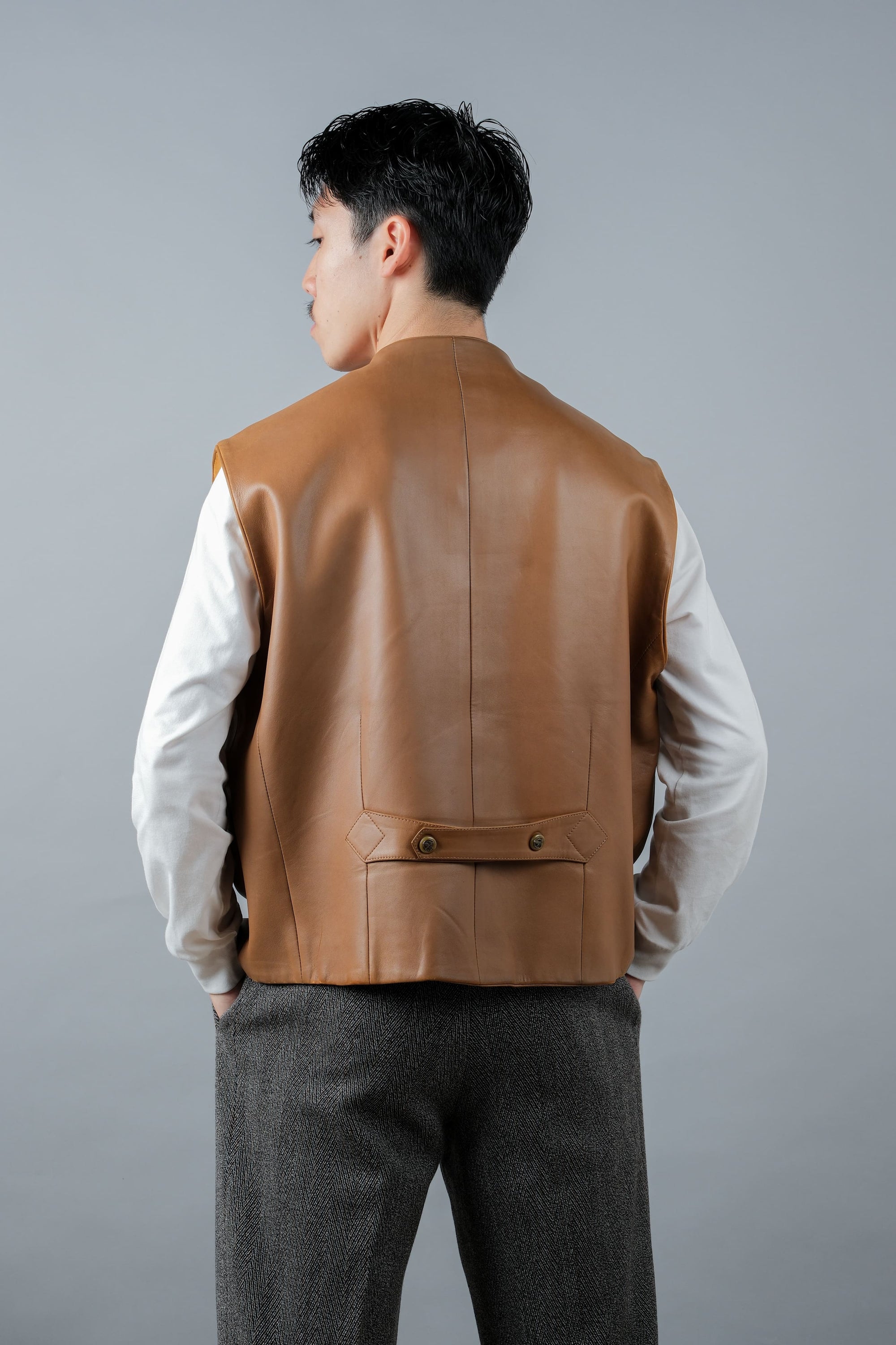 ［~00's］Old ARNYS PARIS Lambskin Leather Gilet Size.54 "Bordé"