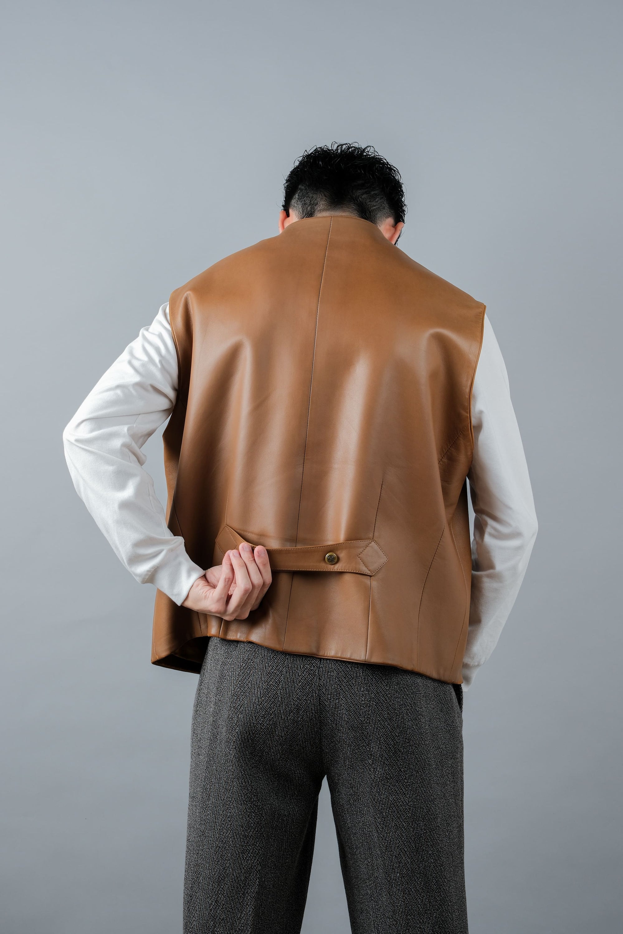 ［~00's］Old ARNYS PARIS Lambskin Leather Gilet Size.54 "Bordé"