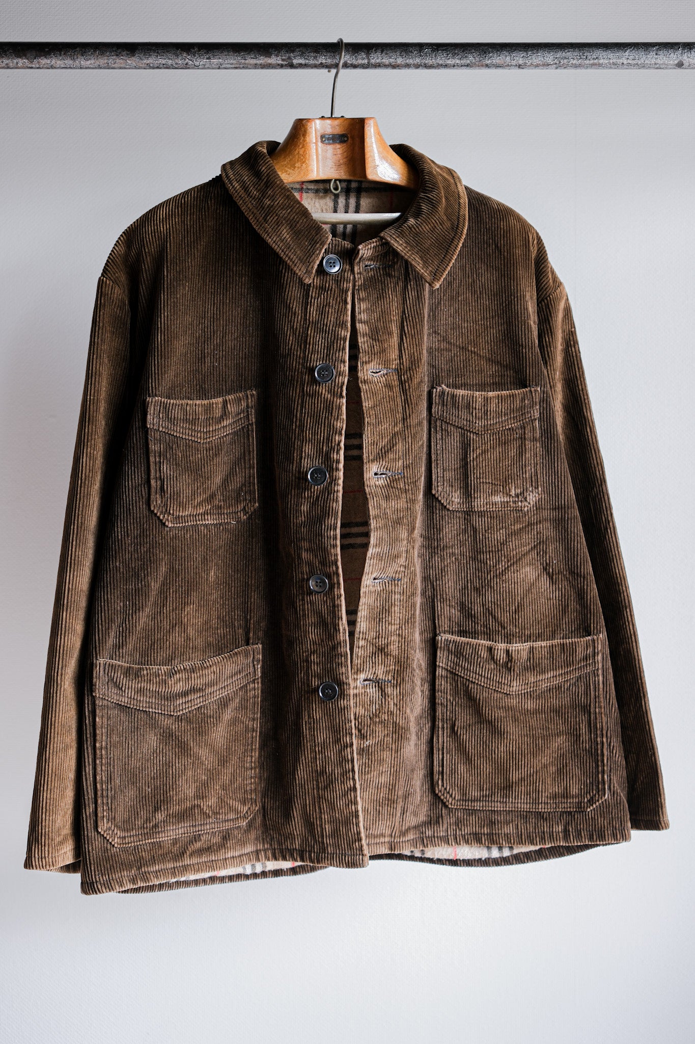 【~50's】French Vintage Brown Corduroy 4 Pockets Work Jacket Size.50 "Le BEAU-FORT"