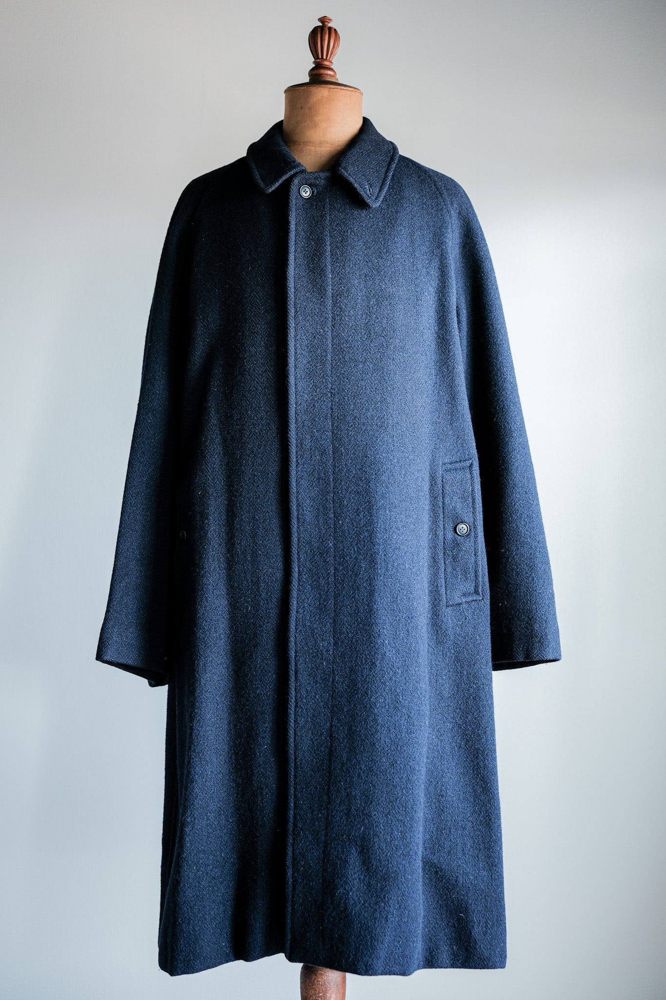 [~ 80's] Burberrys Single Raglan Wool Balmacaan Coat Size.54rl "Harris Tweed" "Kraft Bespoke Note"