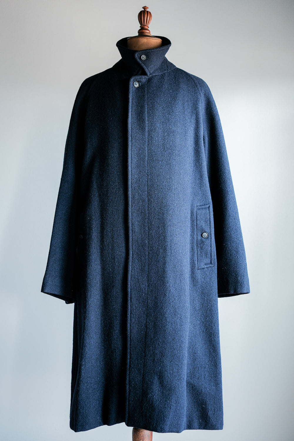 ［~80's］Vintage Burberrys Single Raglan Wool Balmacaan Coat Size.54RL "HARRIS TWEED" "Kraft 別注"