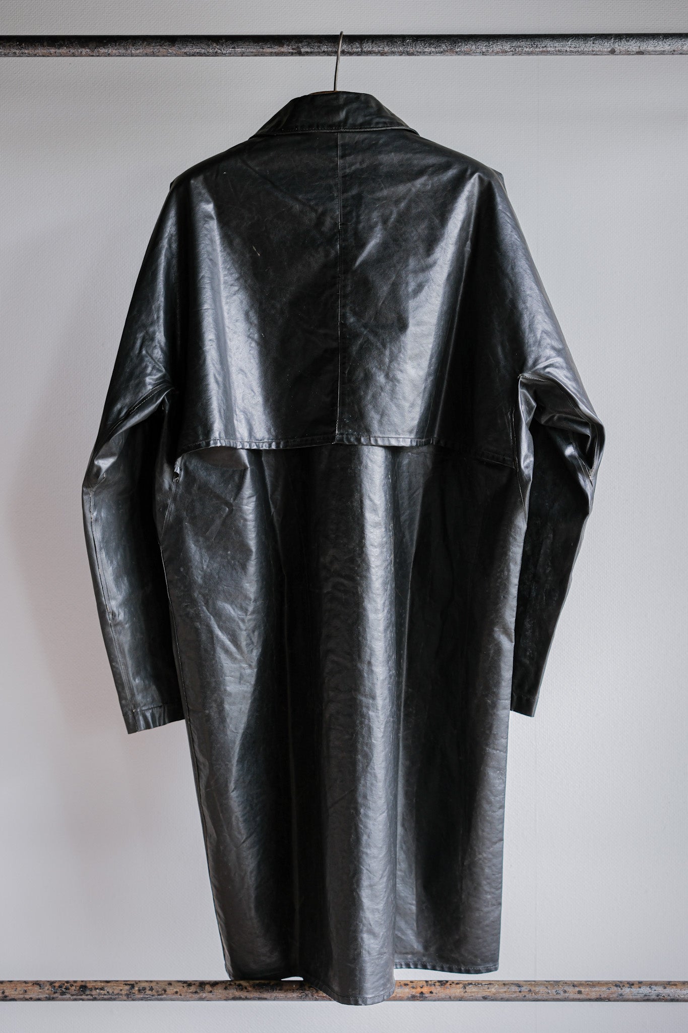 【~60's】French Vintage Raglan Sleeve Waterproof Rain Coat With Chin Strap "PTT"