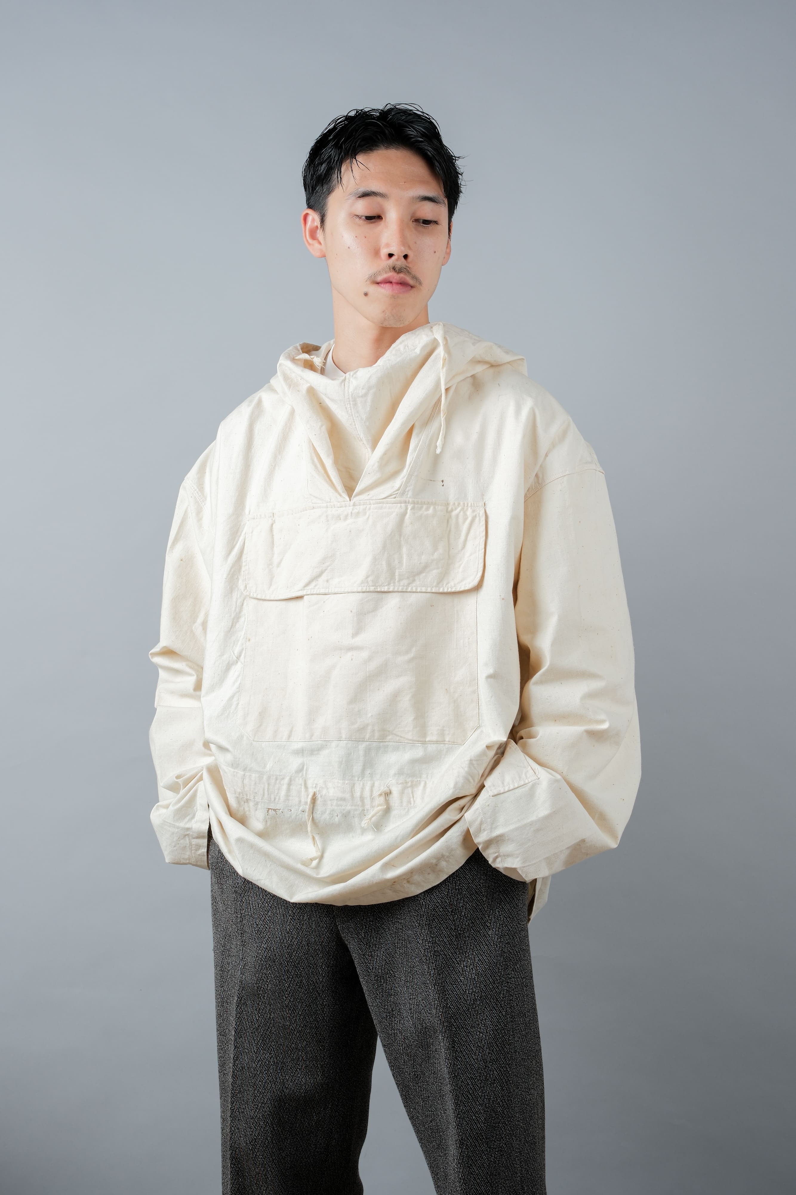 [~ 50's] French Army Cotton Linen Mountain Smock "Dead Stock"