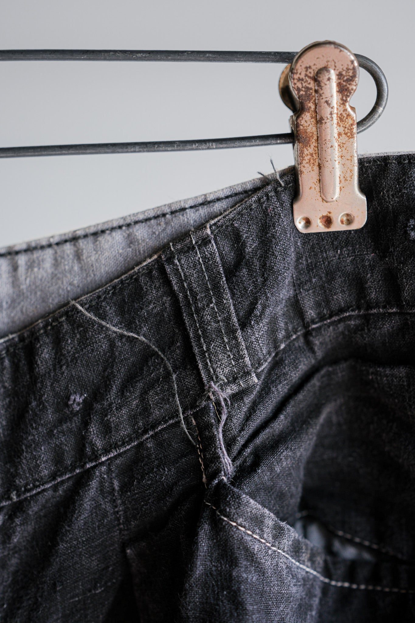 [〜50年代]法國復古黑色亞麻馬奎尼頓褲子的尺寸。44“ au molinel”