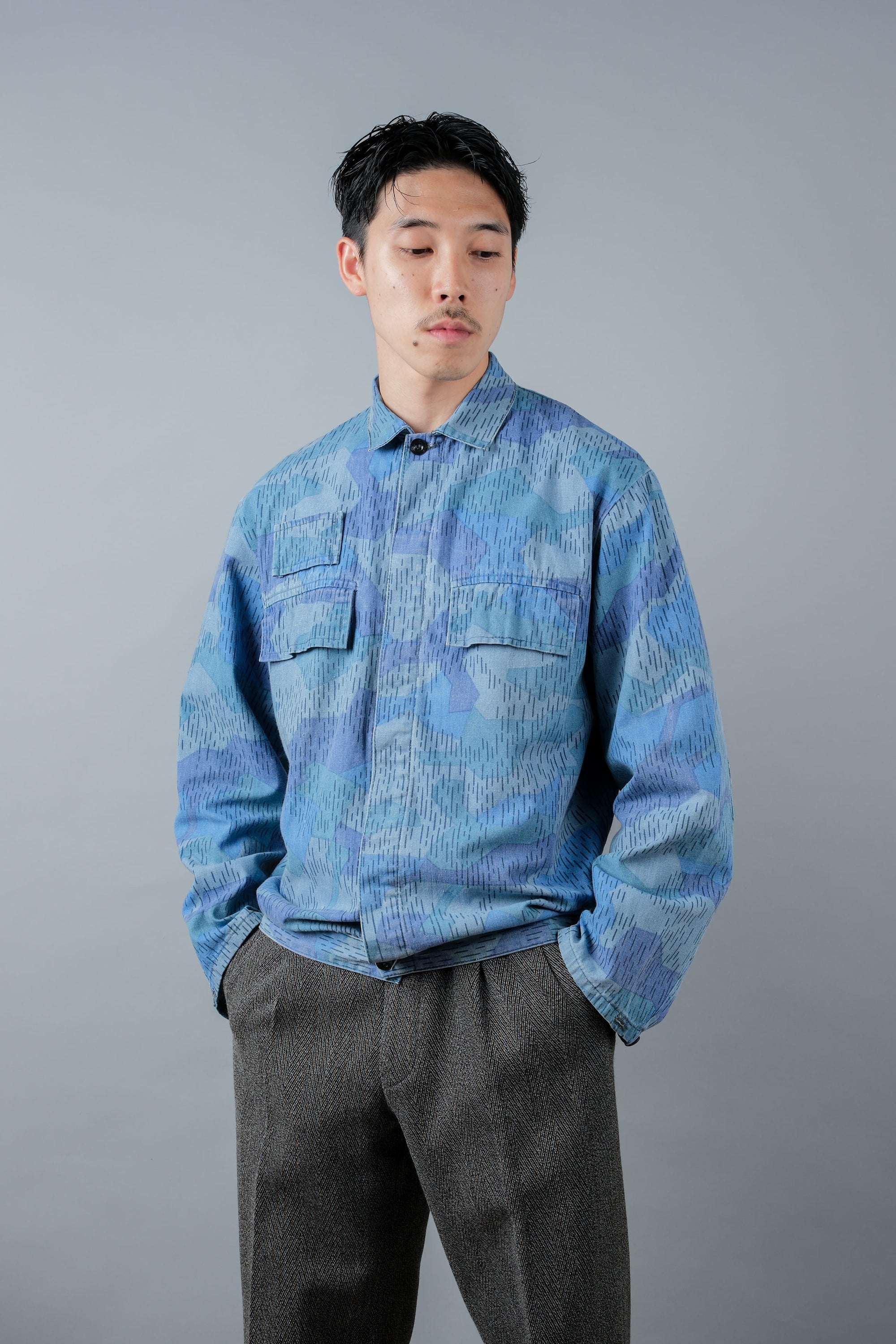 ［~80's］Czechoslovakian People's Militias & Fire Brigade Blue Splinter Pattern Camouflage Jacket