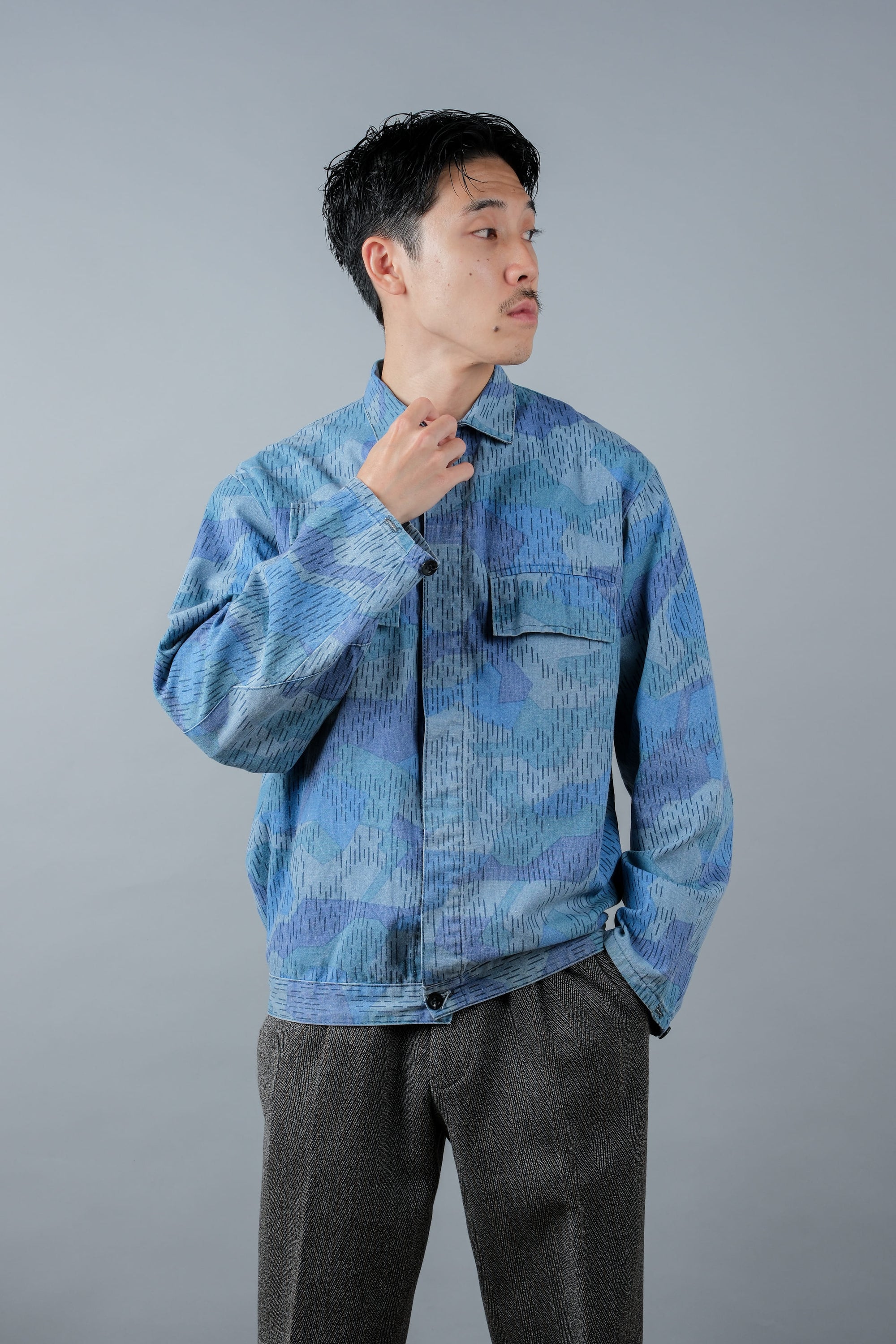 ［~80's］Czechoslovakian People's Militias & Fire Brigade Blue Splinter Pattern Camouflage Jacket