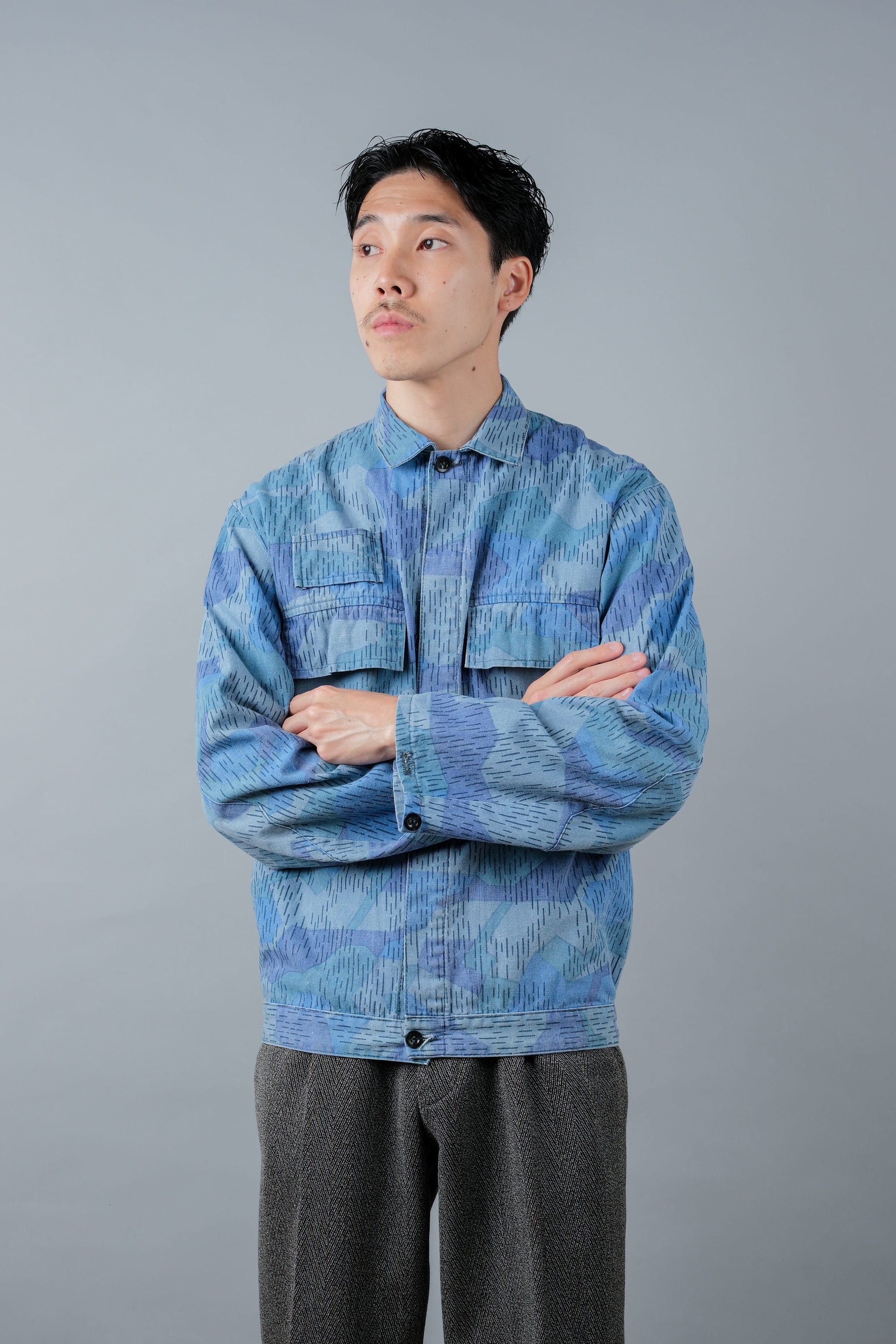 ［~80's］Czechoslovakian People's Militias & Fire Brigade Blue Splinter Pattern Camouflage Jacket