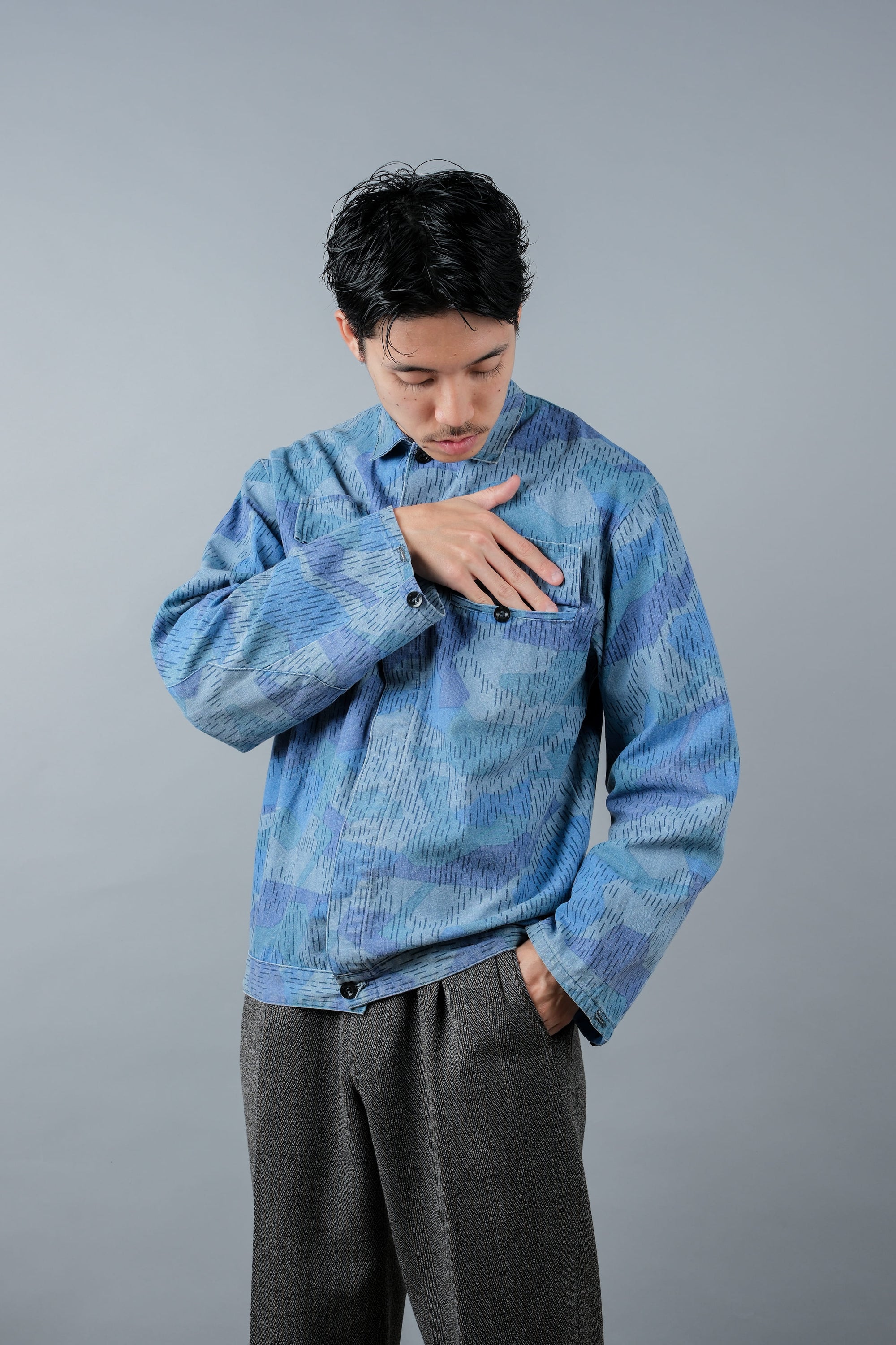 ［~80's］Czechoslovakian People's Militias & Fire Brigade Blue Splinter Pattern Camouflage Jacket